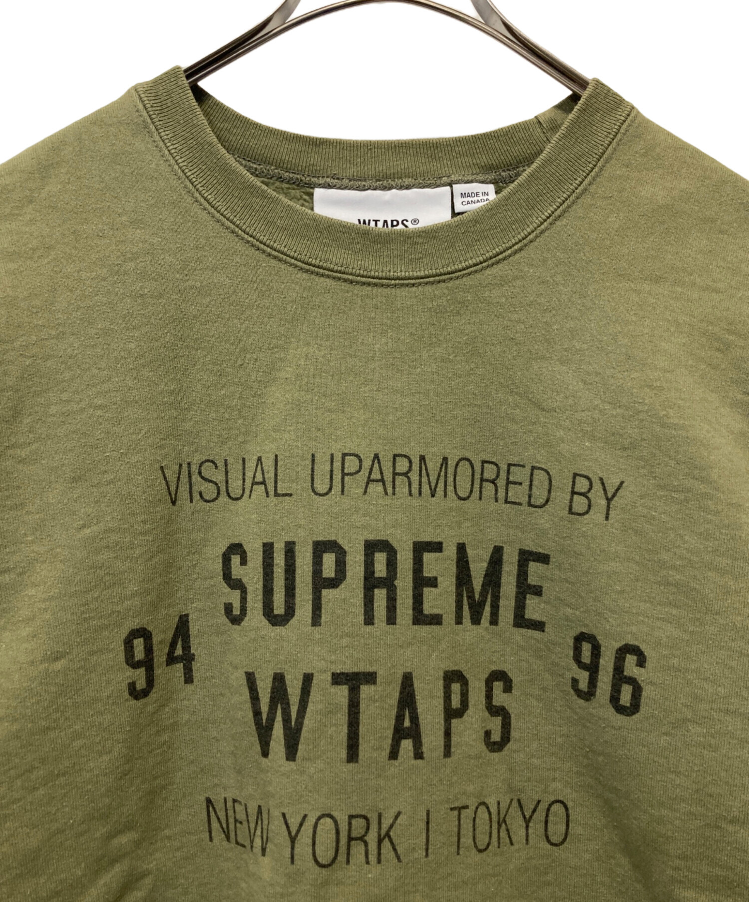 Supreme (シュプリーム) WTAPS (ダブルタップス) コラボクルーネックスウェット オリーブ サイズ:S