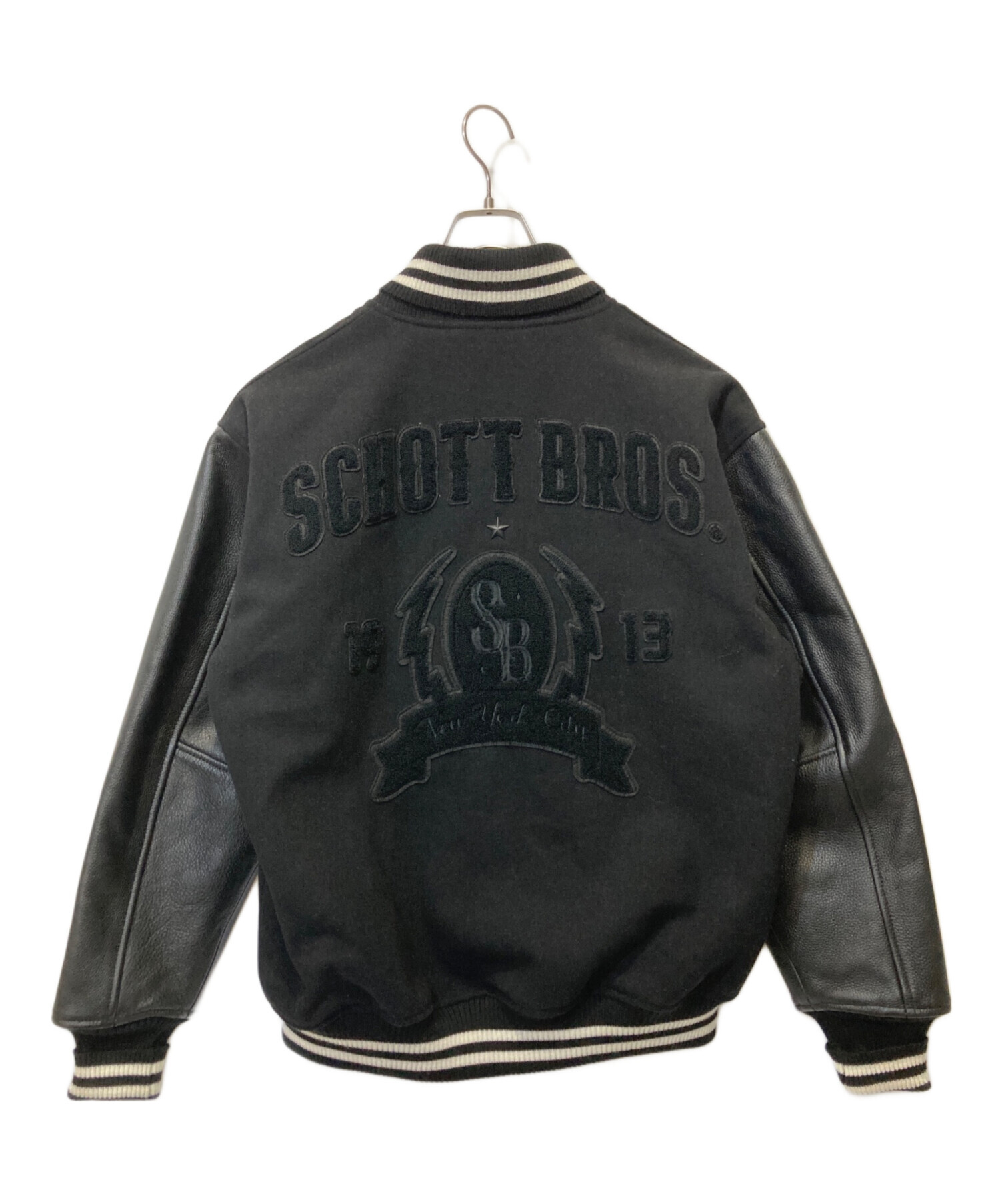 中古・古着通販】SCHOTT BROS. (ショットブロス) レザー切替スタジャン ブラック サイズ:L｜ブランド・古着通販  トレファク公式【TREFAC FASHION】スマホサイト