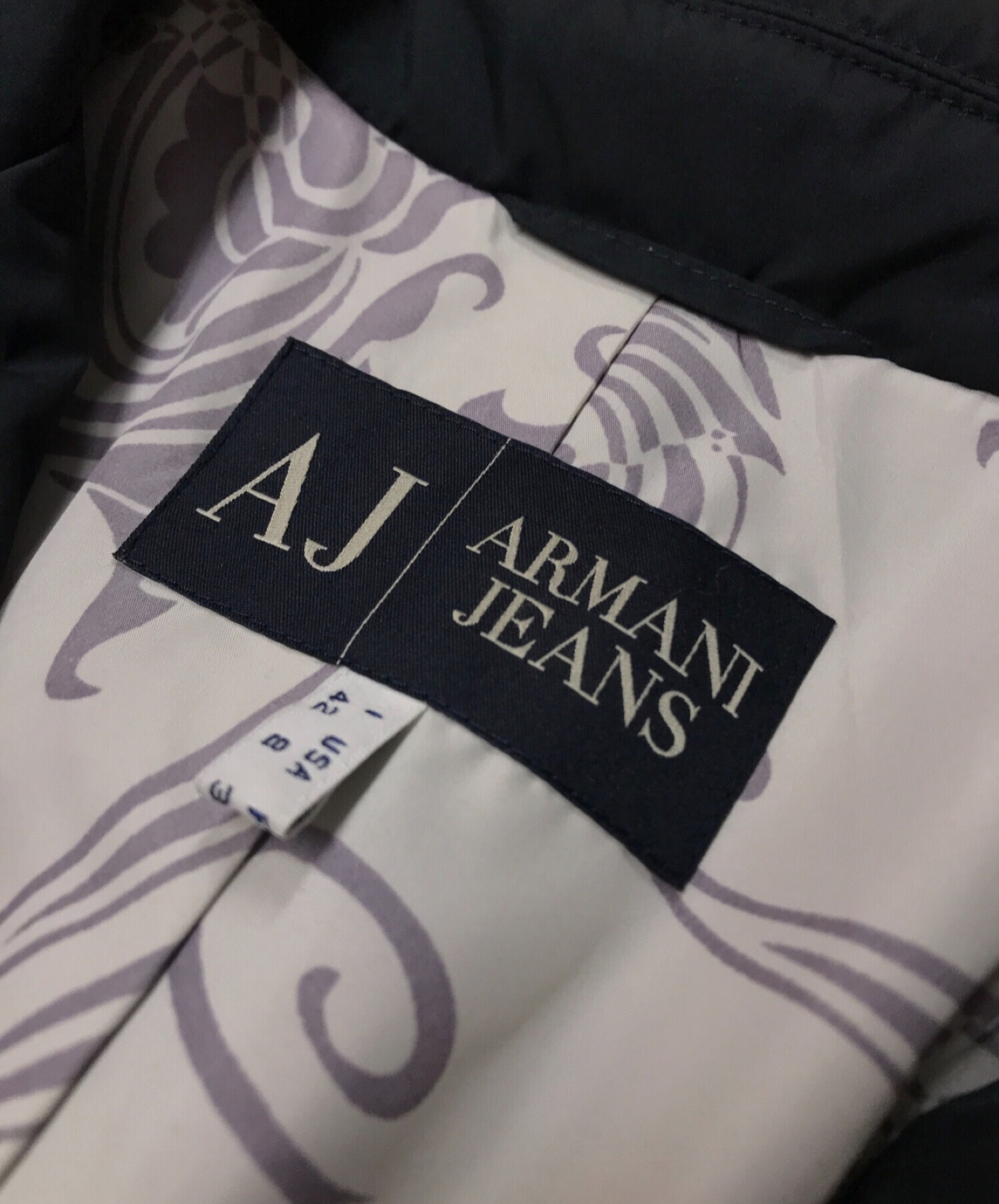 ARMANI JEANS (アルマーニジーンズ) 中綿テーラードジャケット ネイビー サイズ:EU42