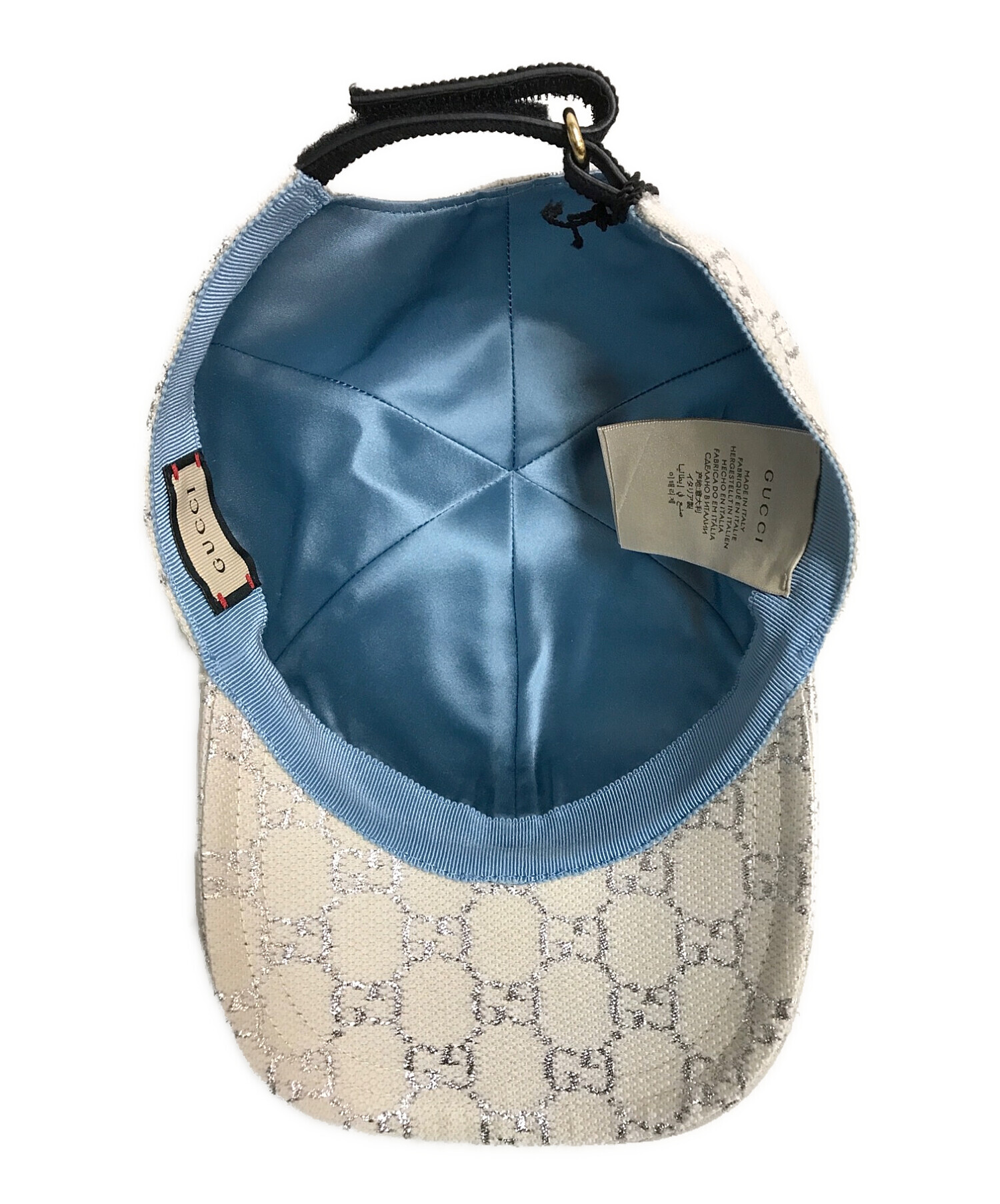 GUCCI (グッチ) GGラメ ベースボールキャップ ホワイト×シルバー サイズ:M　57CM