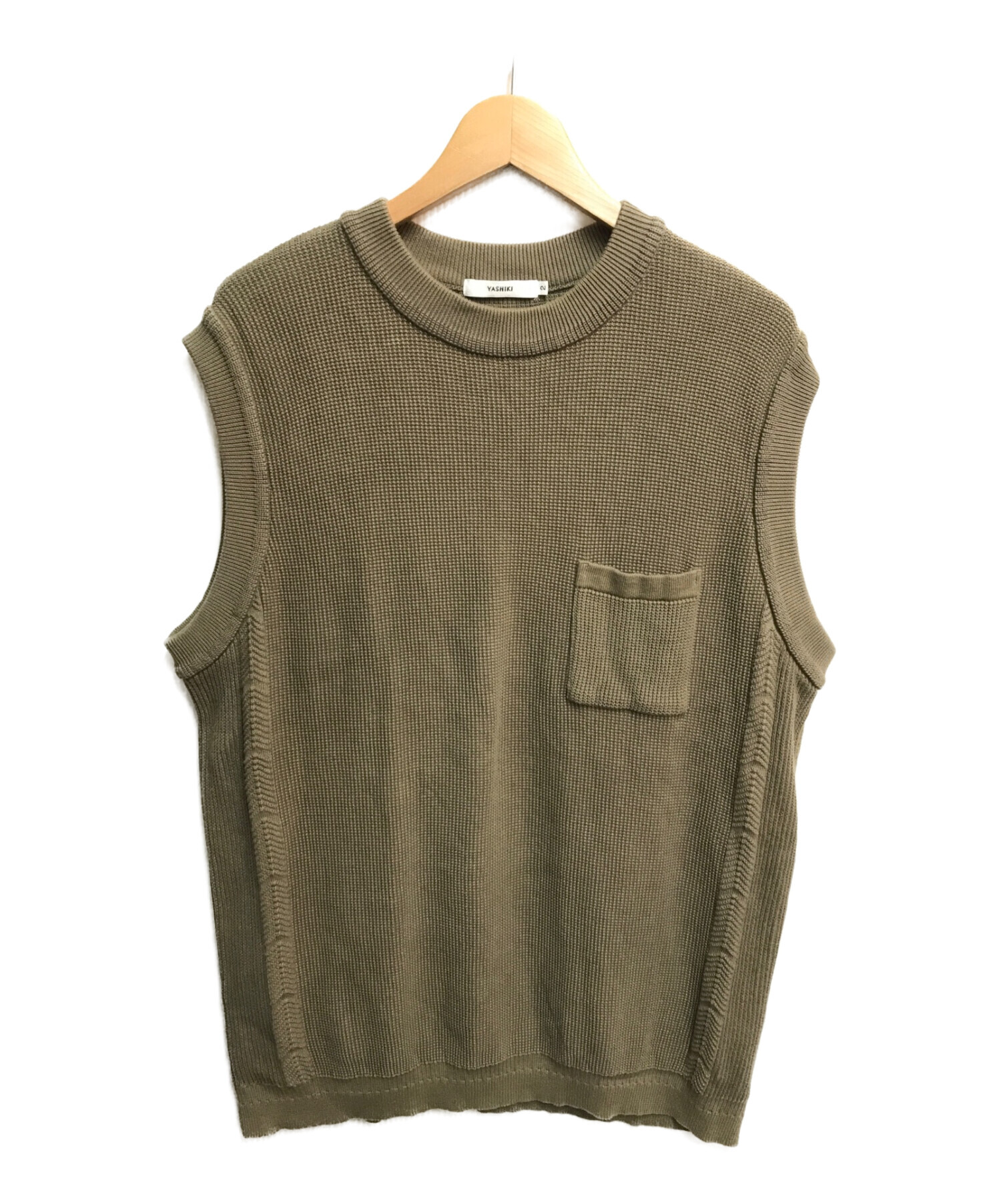 中古・古着通販】yashiki (ヤシキ) Wakakusa Knit Vest オリーブ