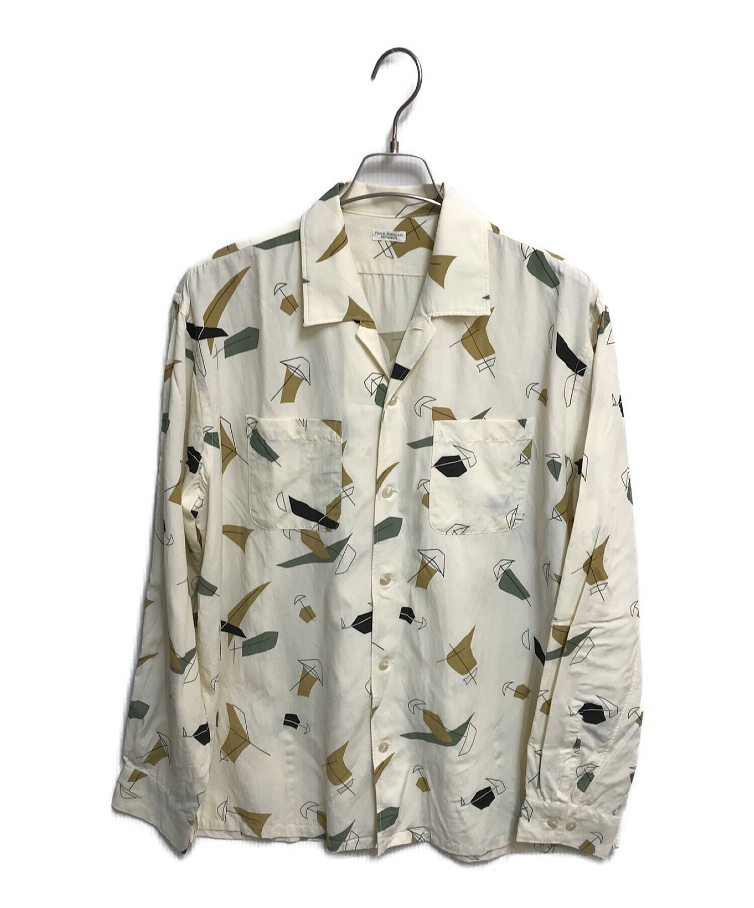 PHIGVEL MAKERS (フィグベルマーカーズ) Atomic Pattern LS Shirt ホワイト×グリーン サイズ:3