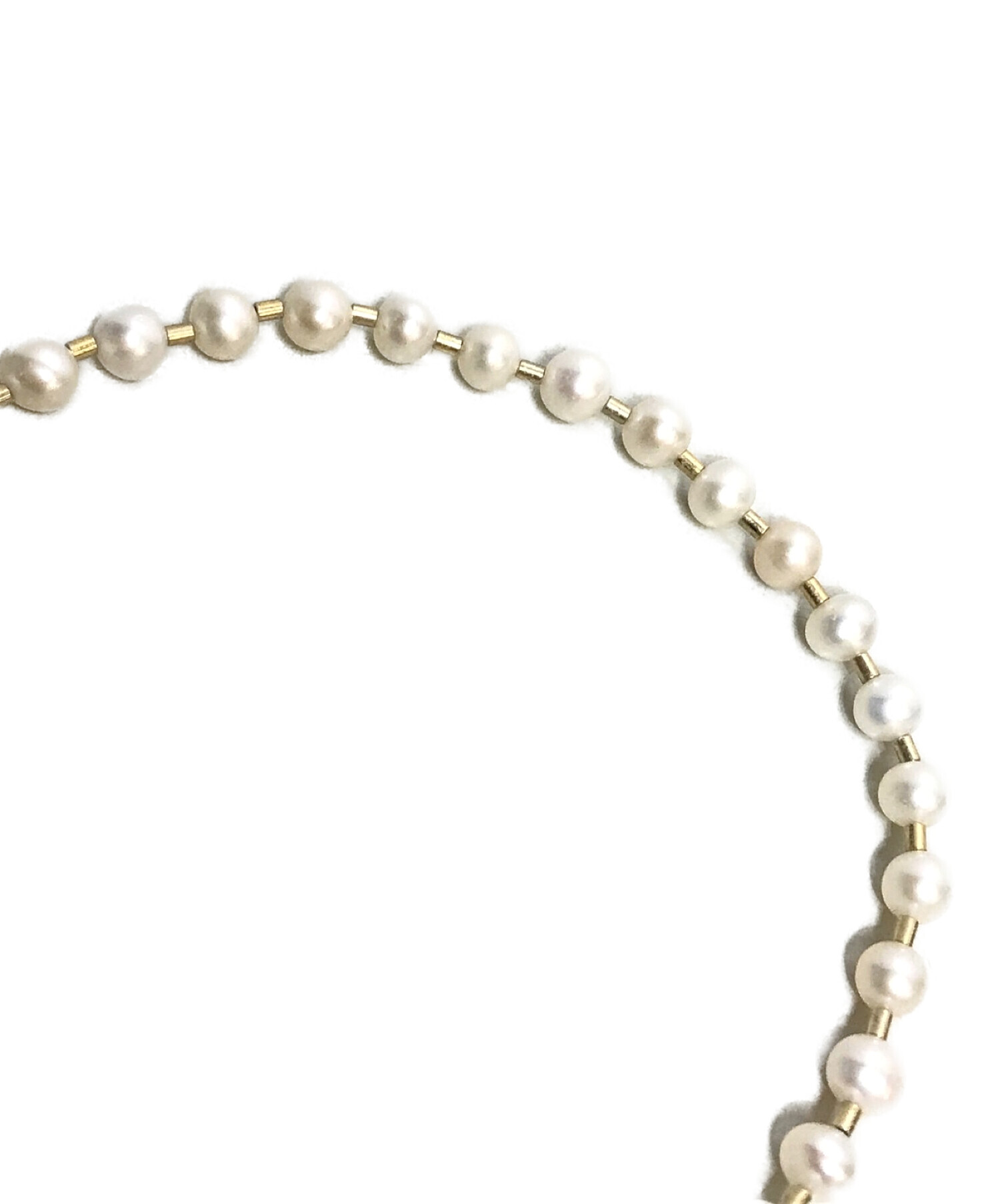 H.P.FRANCE (アッシュペーフランス) freshwater pearl ball chain necklace ゴールド×ホワイト