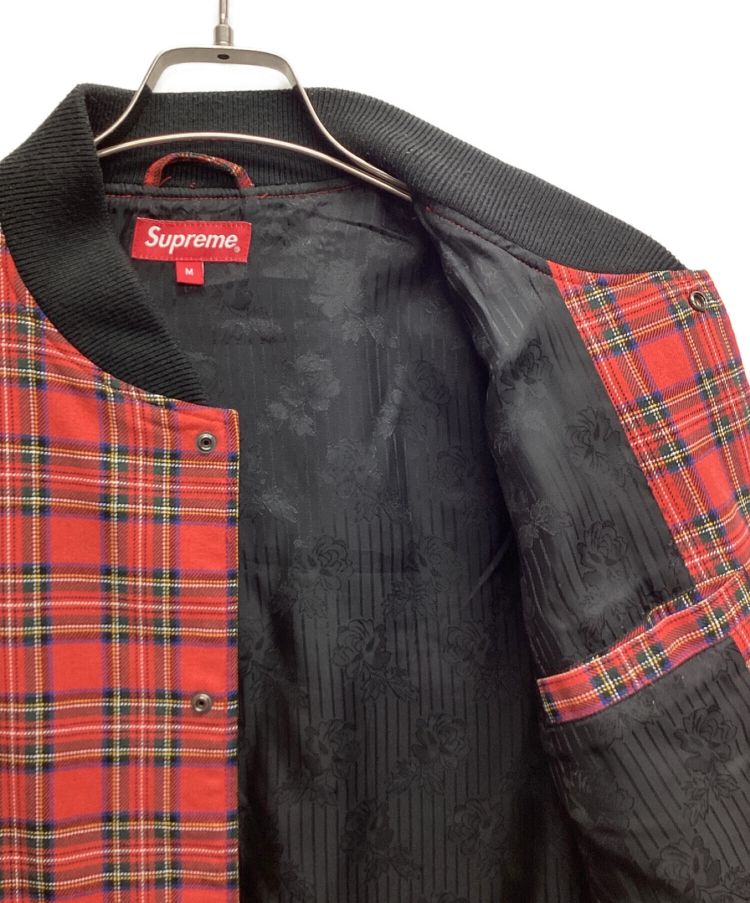 SUPREME (シュプリーム) plaid bomber jacket レッド サイズ:M