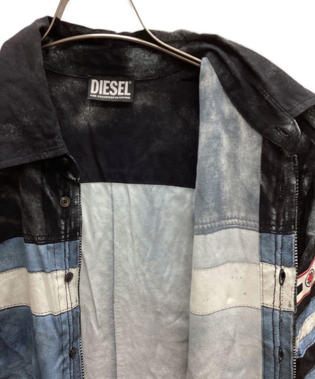 DIESEL ディーゼル シャツ トロンプルイユ デザインシャツ レザー調 48 ...