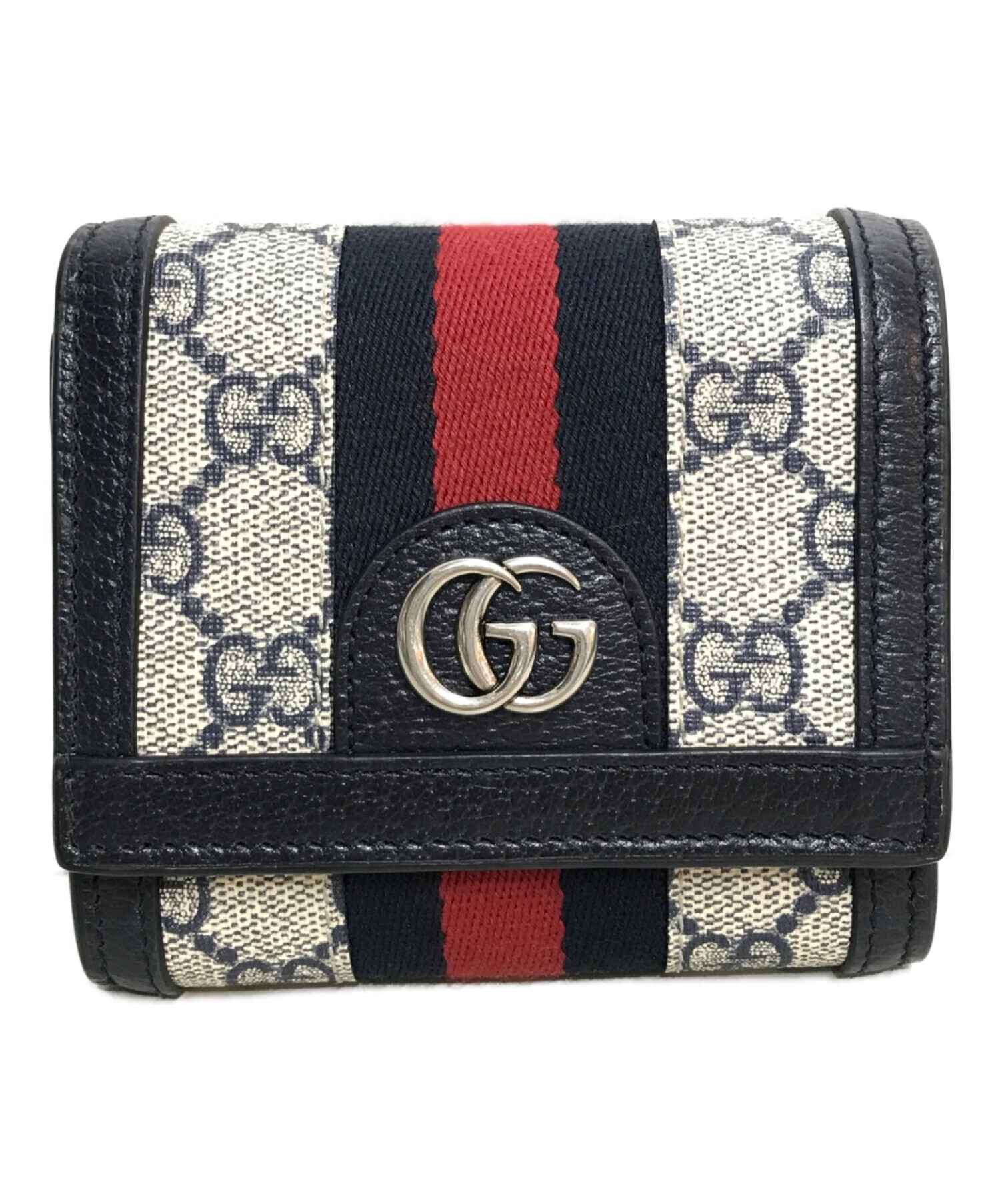 GUCCI (グッチ) オフディア GGウォレット ネイビー×ホワイト