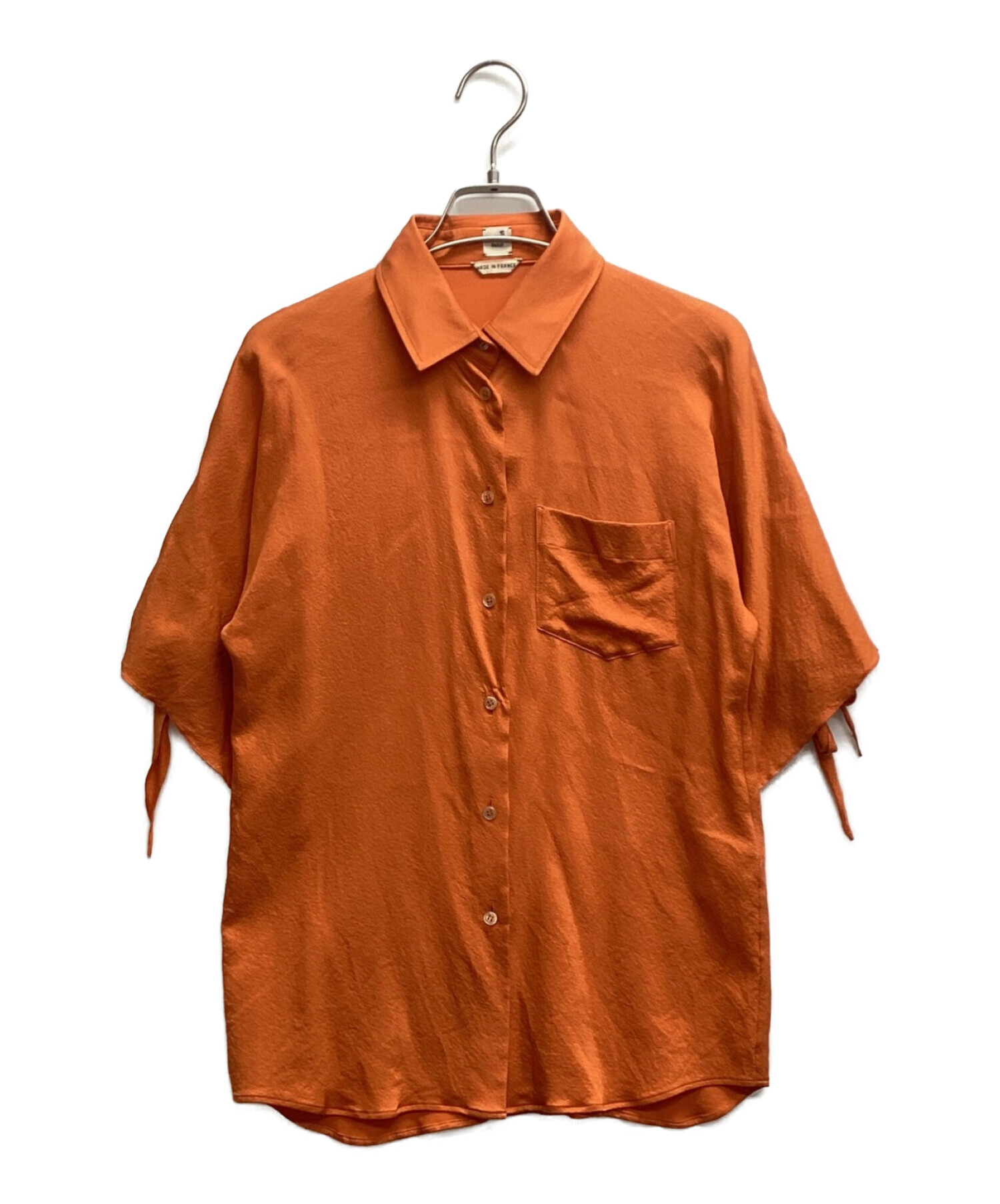 中古・古着通販】HERMES (エルメス) シルクシャツ オレンジ サイズ:36 
