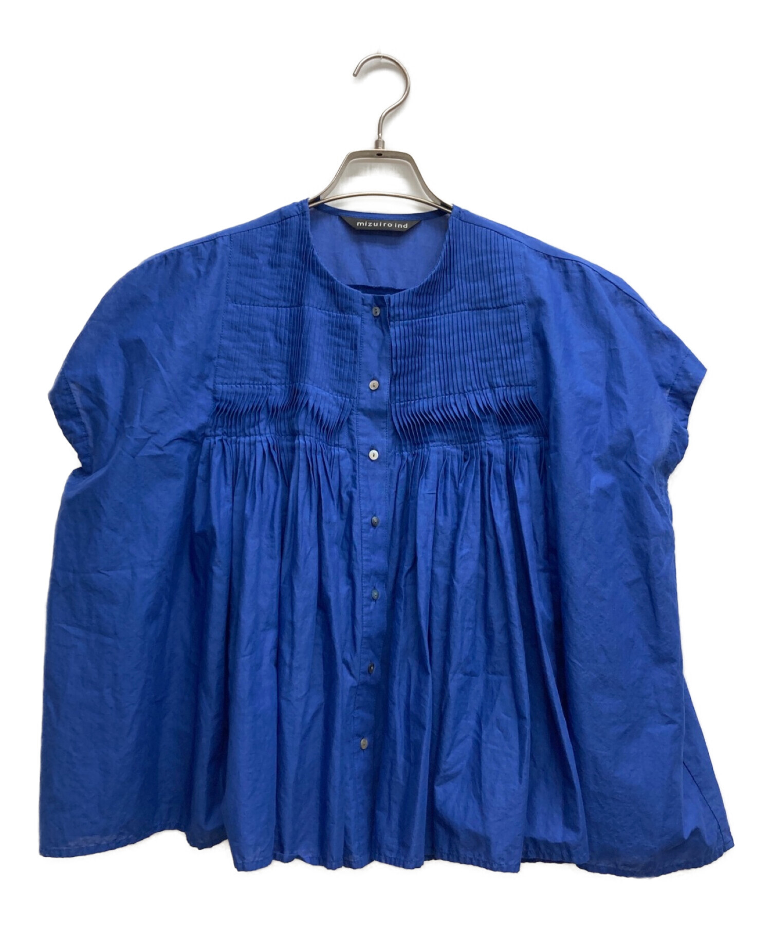 mizuiro-ind (ミズイロインド) コットンピンタックノースリーブシャツ ブルー サイズ:記載無し