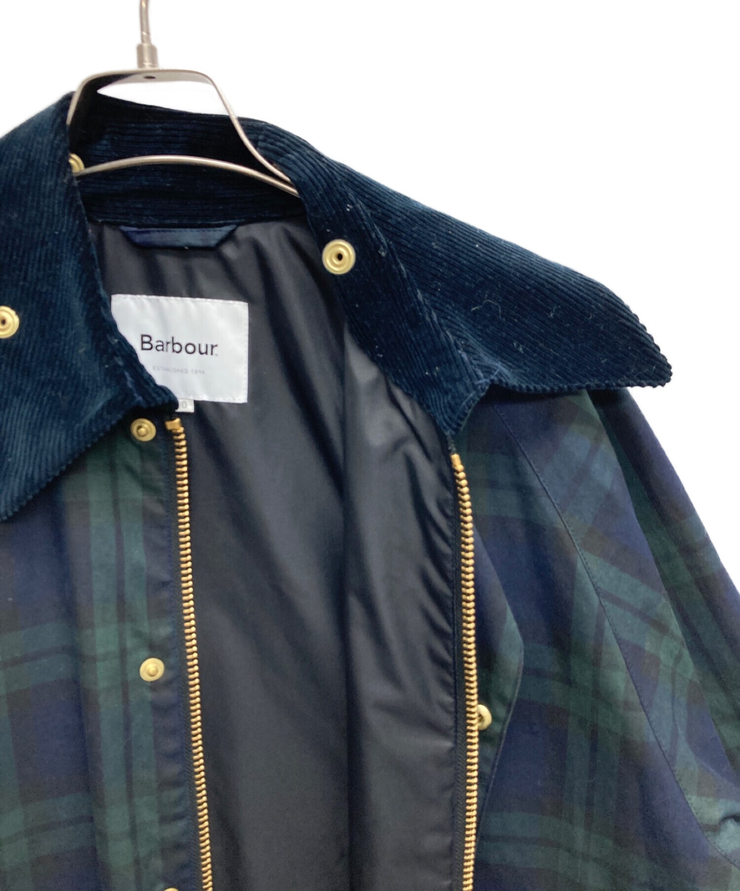 Barbour (バブアー) BEAMS BOY (ビームスボーイ) thornbury jacket グリーン×ネイビー サイズ:10