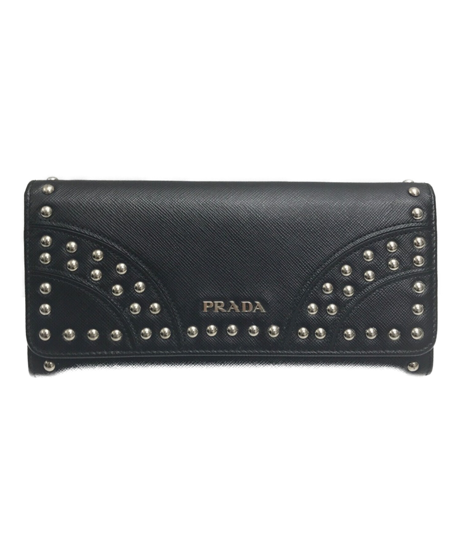 中古・古着通販】PRADA (プラダ) スタッズ長財布 ブラック｜ブランド