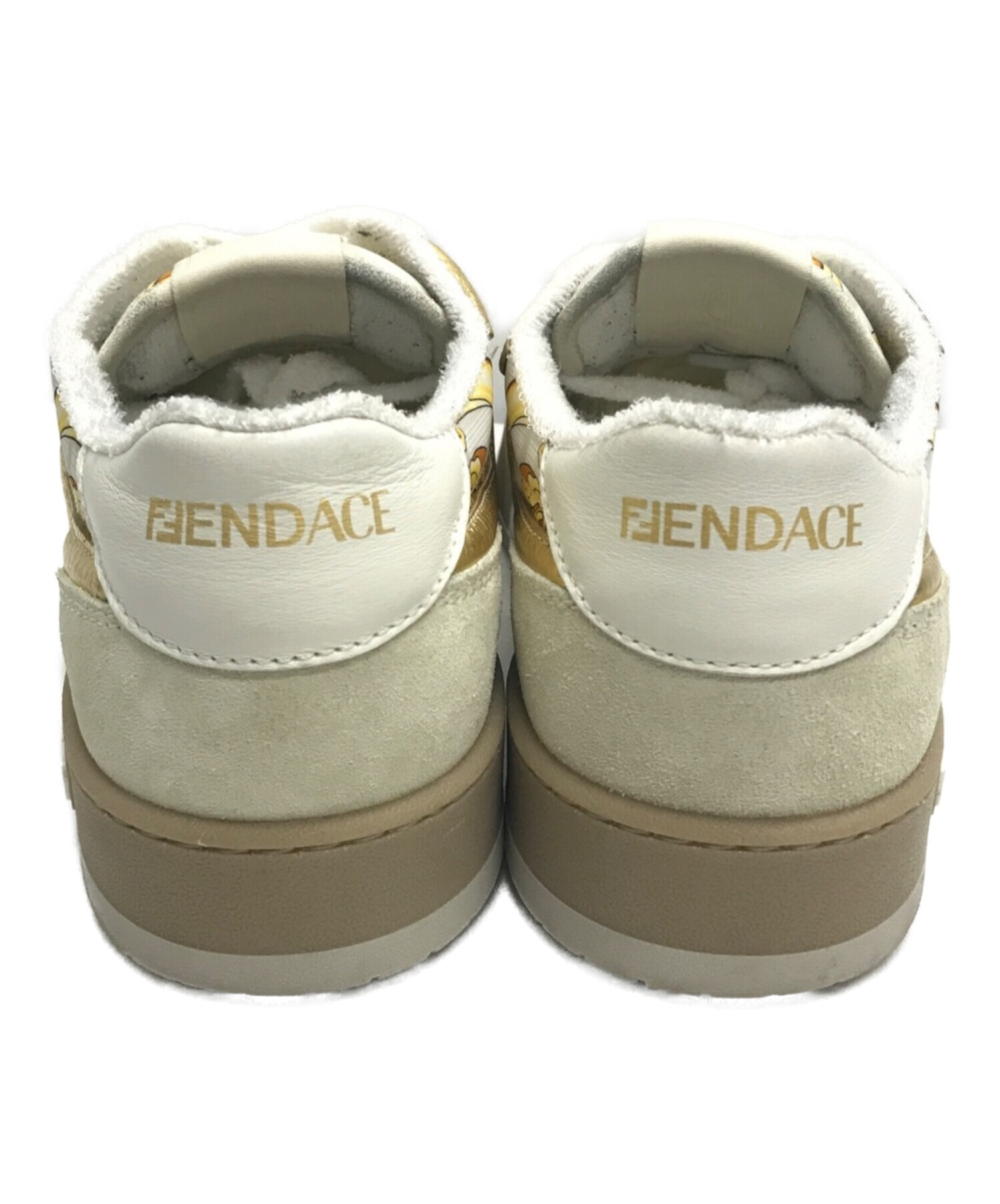 FENDI (フェンディ) VERSACE (ヴェルサーチェ) FENDACE ローカットスニーカー ベージュ×ゴールド サイズ:7E