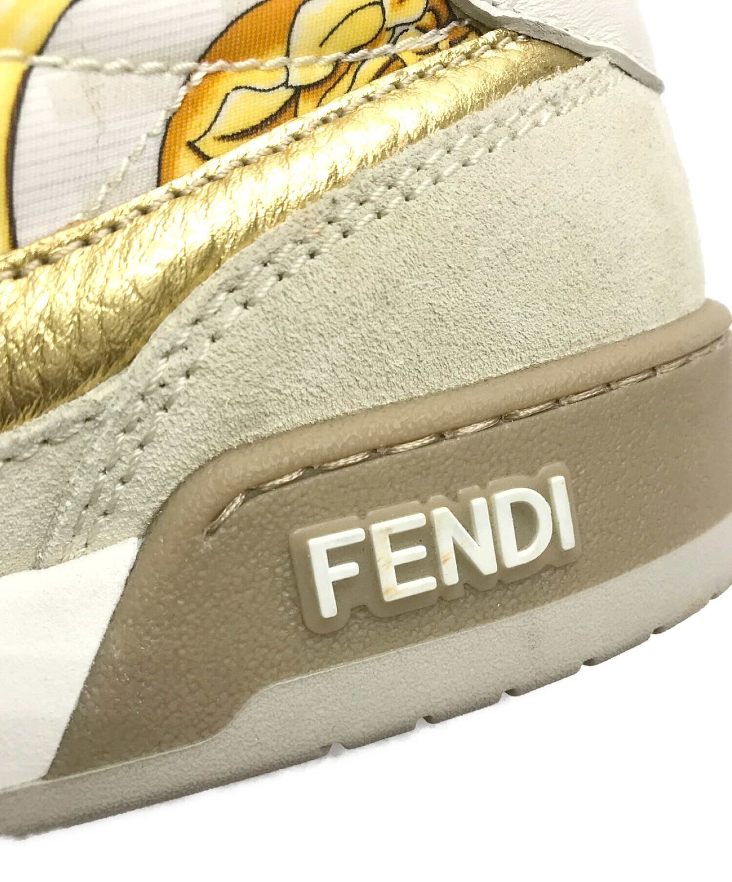 FENDI (フェンディ) VERSACE (ヴェルサーチェ) FENDACE ローカットスニーカー ベージュ×ゴールド サイズ:7E