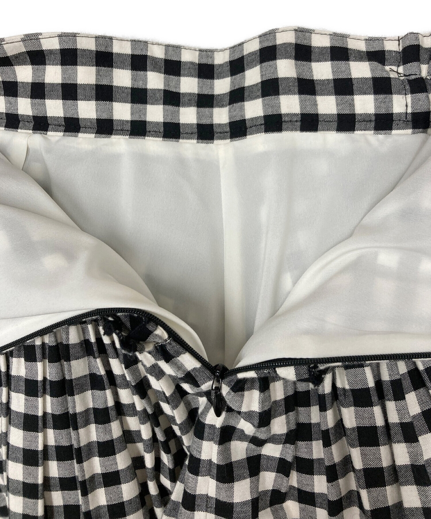 COEL (コエル) ギンガムチェックティアードスカート ホワイト×ブラック サイズ:38
