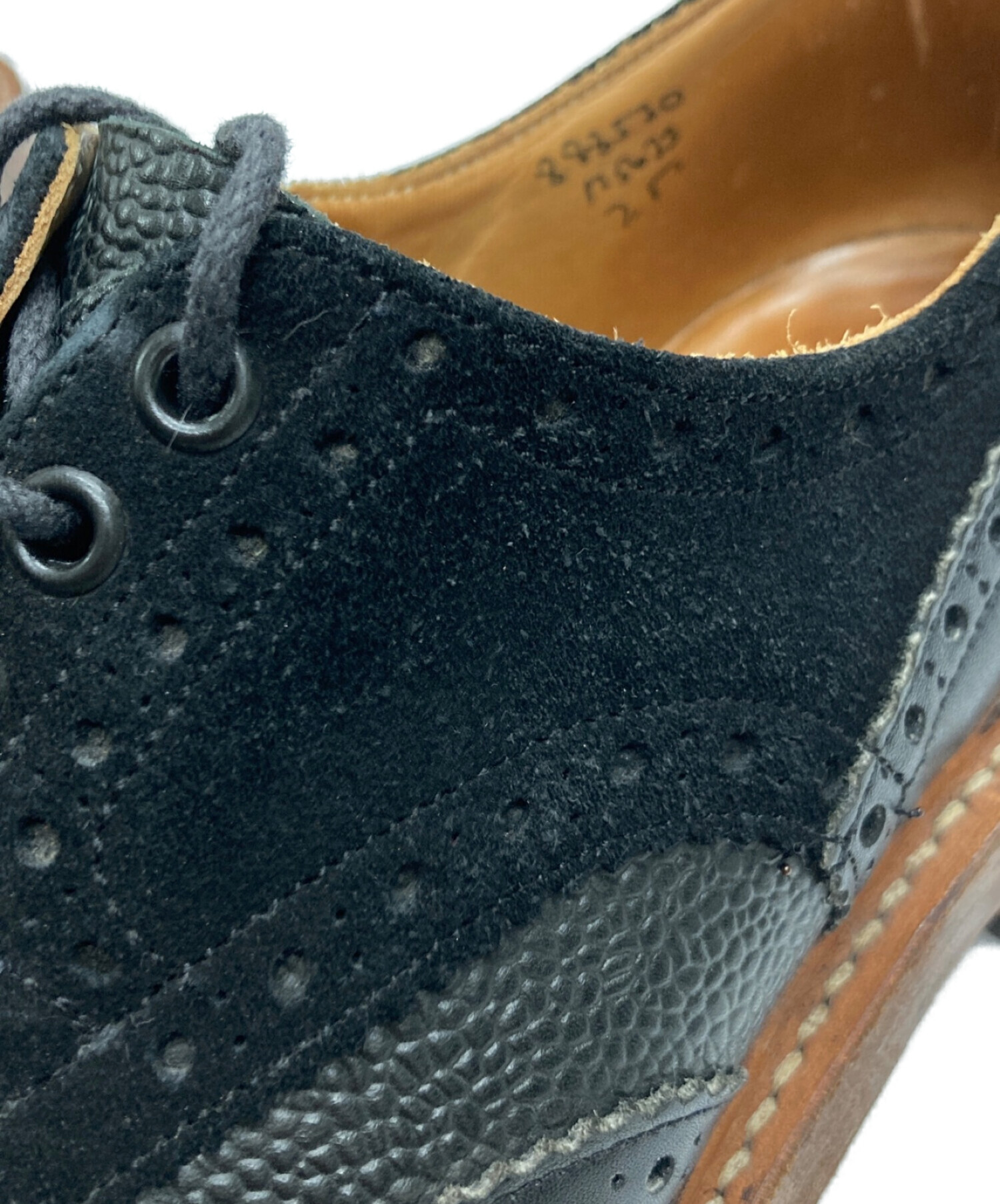 Tricker's (トリッカーズ) BOURTONコンビウィングチップシューズ ブラック サイズ:7.5