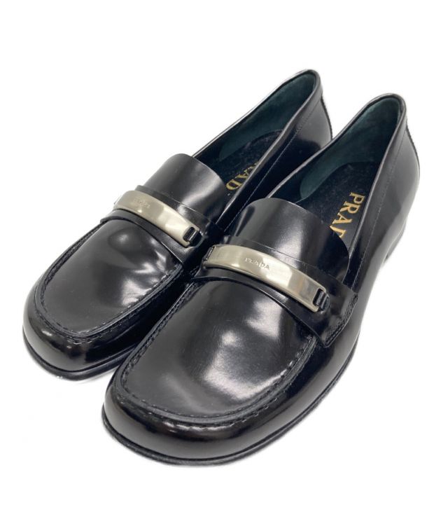 中古・古着通販】PRADA (プラダ) スクエアトゥプレートローファー