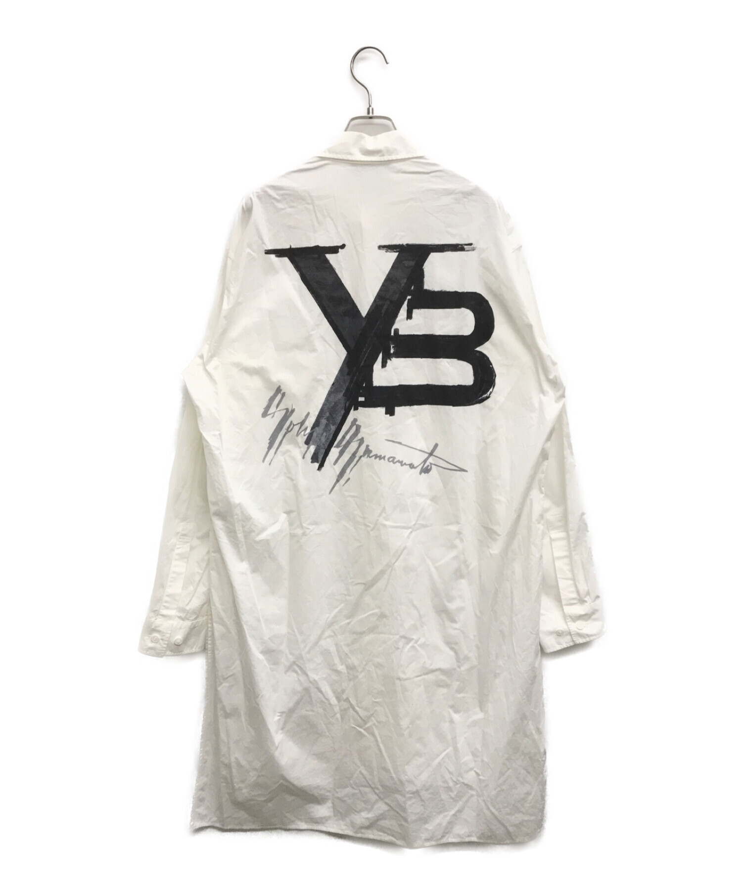Y-3 ワイスリー YOHJI SHRT ART1 15周年記念 ロゴプリント長袖ロングシャツ CY6855 ホワイト