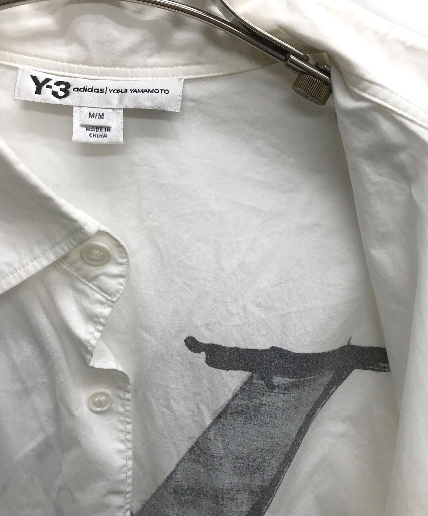 中古・古着通販】Y-3 (ワイスリー) ロゴプリント長袖ロングシャツ