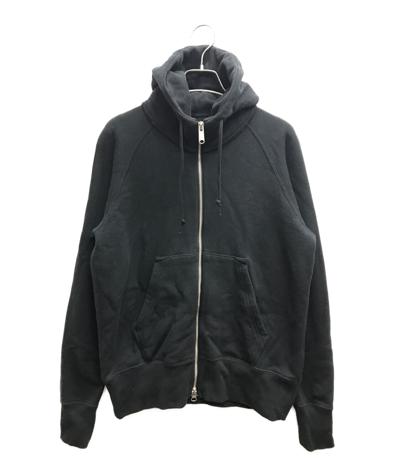 MHL (エムエイチエル) LOOPWHEELER (ループウィーラー) LIGHT LOOPBACK COTTON HOODIE ブラック サイズ:2