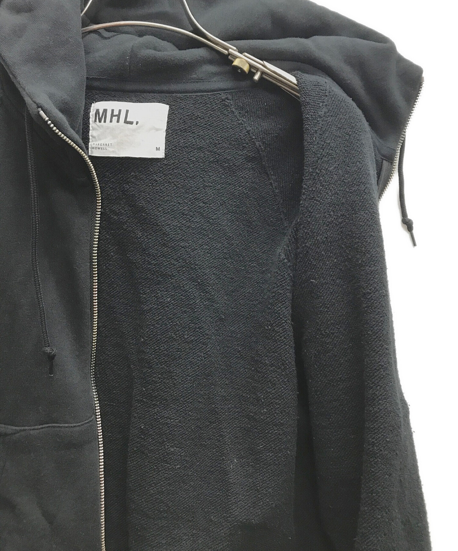 MHL (エムエイチエル) LOOPWHEELER (ループウィーラー) LIGHT LOOPBACK COTTON HOODIE ブラック サイズ:2