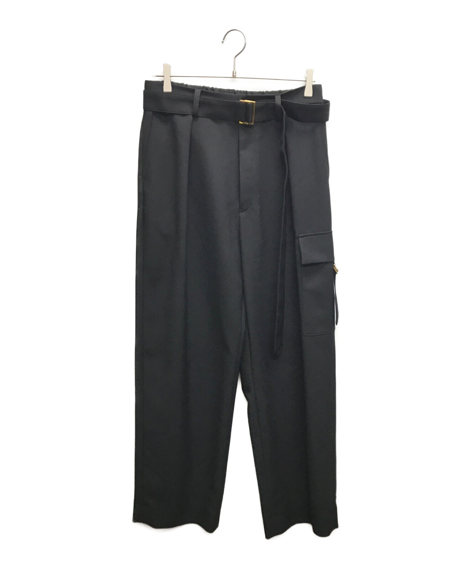 CULLNI (クルニ) Chambray Twill Patch Pocket Wide Pants/チャンブレイツイルパッチポケットワイドパンツ  ブラック サイズ:2