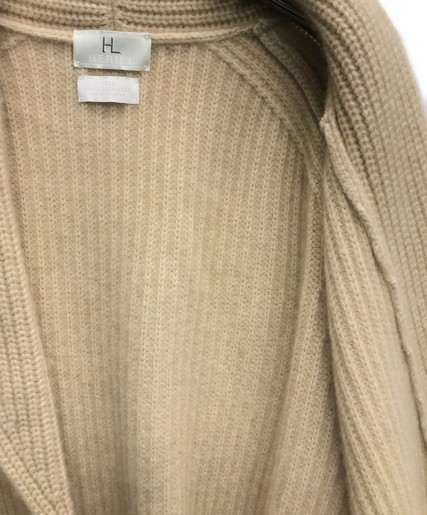 中古・古着通販】HERILL (ヘリル) Goldencash Shawl Cardigan/ゴールデンキャッシュ ショール カーディガン ベージュ  サイズ:2｜ブランド・古着通販 トレファク公式【TREFAC FASHION】スマホサイト