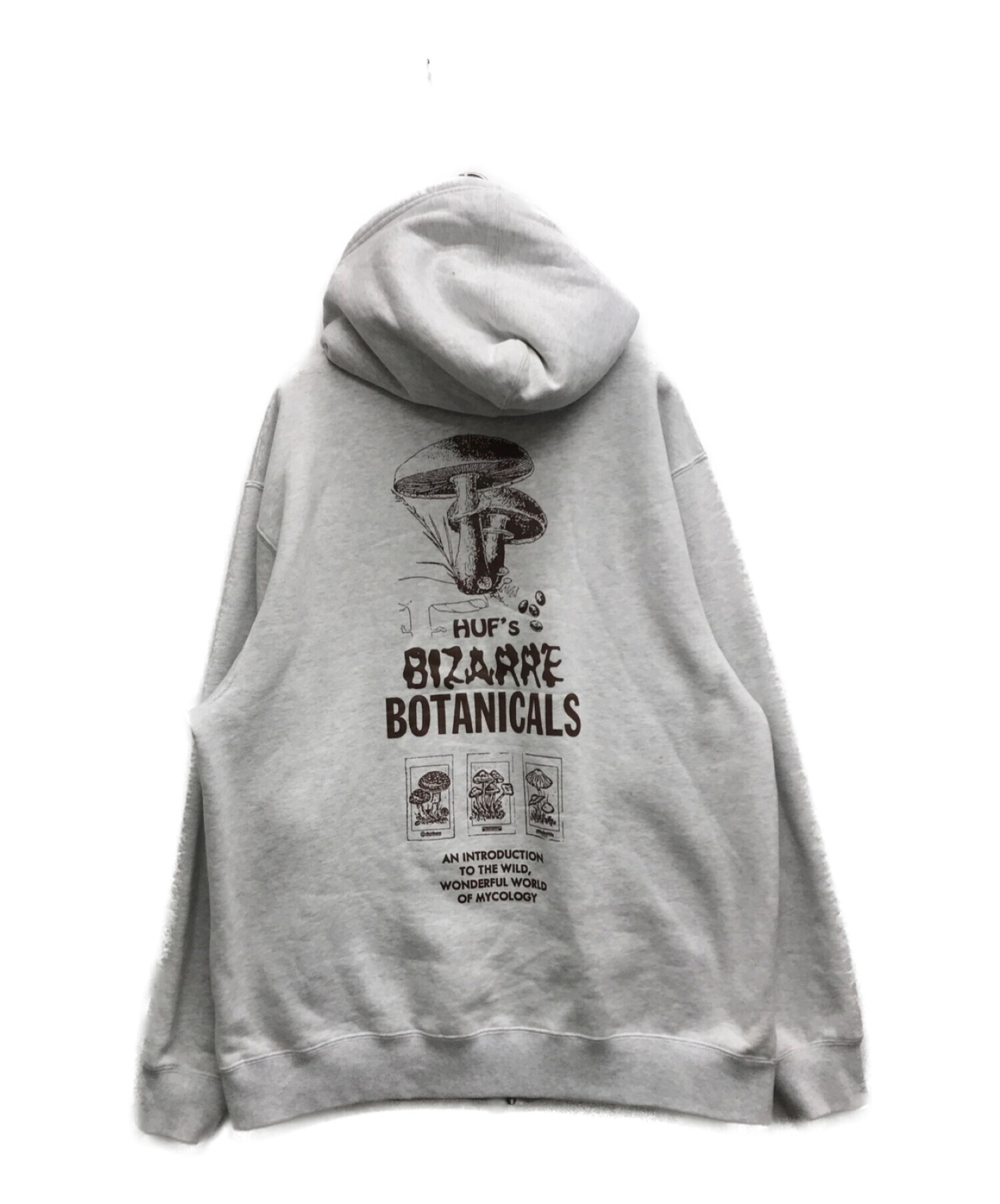 HUF (ハフ) BIZARRE BOTANICALS FULL ZIP HOODIE/ビザールボタニカル フルジップフーディー グレー サイズ:XL