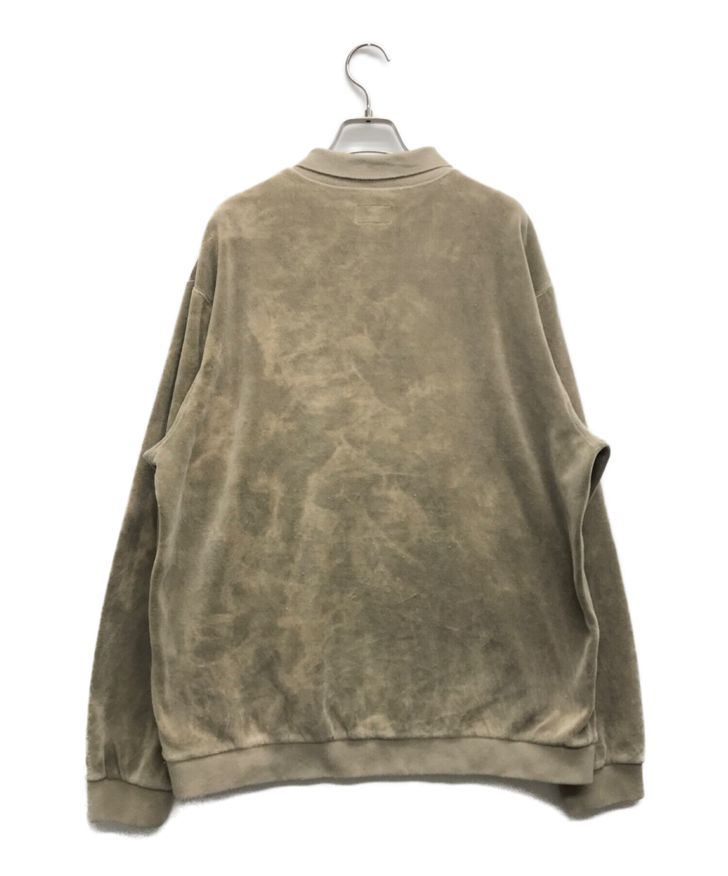 SUPREME (シュプリーム) Bleached Velour L/S Polo/ブリーチド ベロア ポロ ベージュ サイズ:M