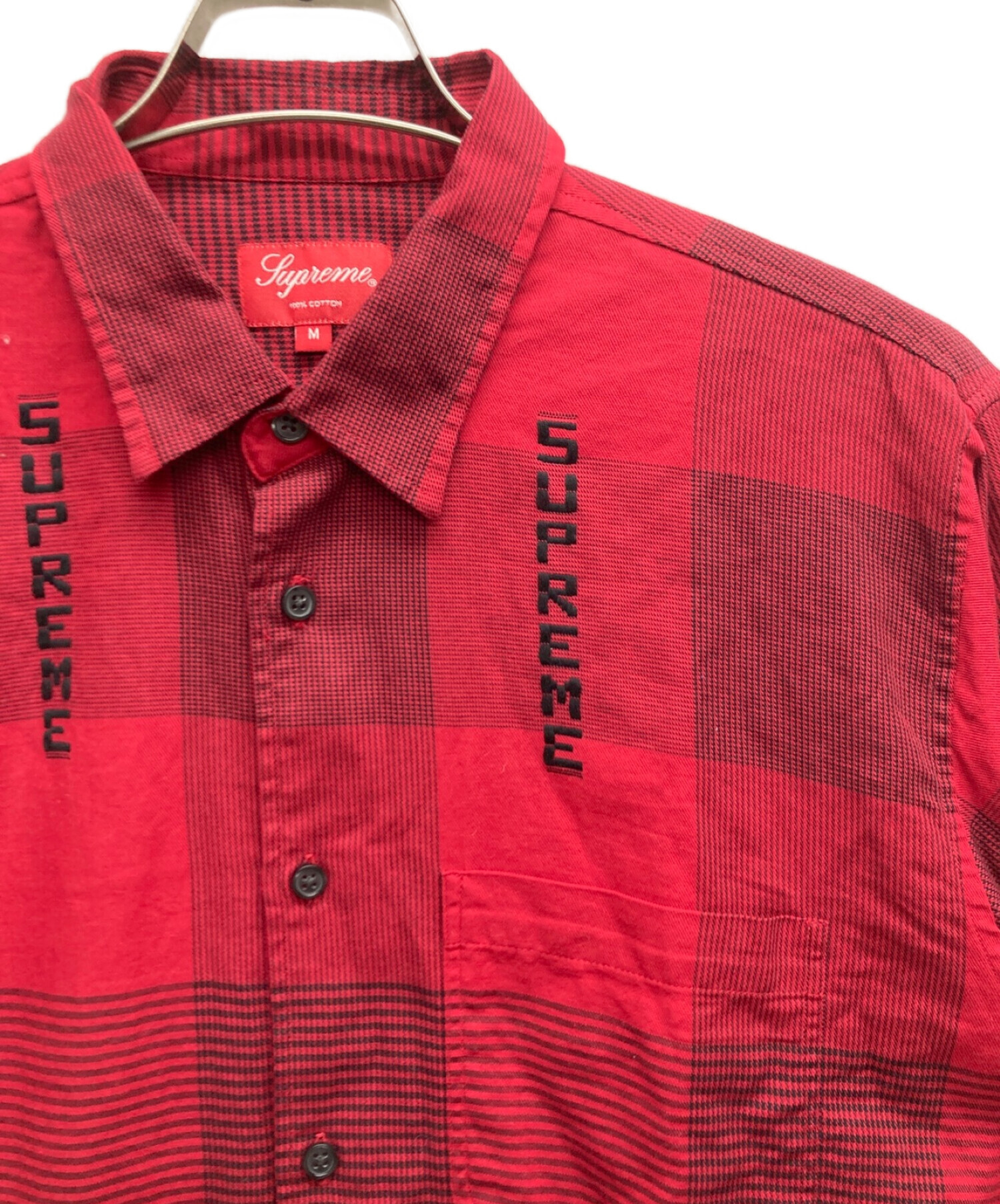 SUPREME (シュプリーム) Logo Plaid Shirt レッド サイズ:M