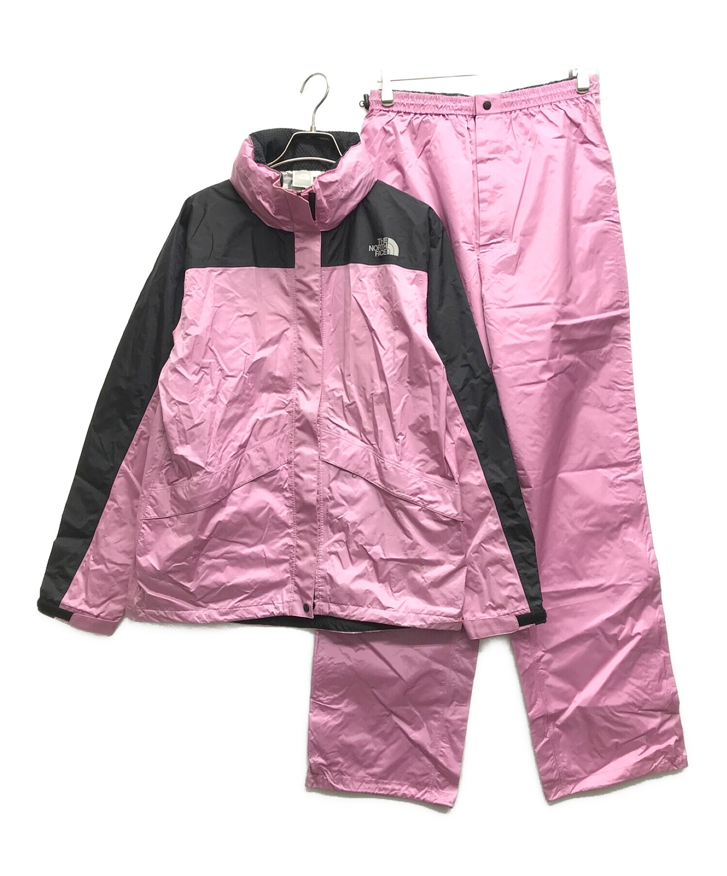 THE NORTH FACE (ザ ノース フェイス) レインテックスセットアップ ピンク×ブラック サイズ:XL