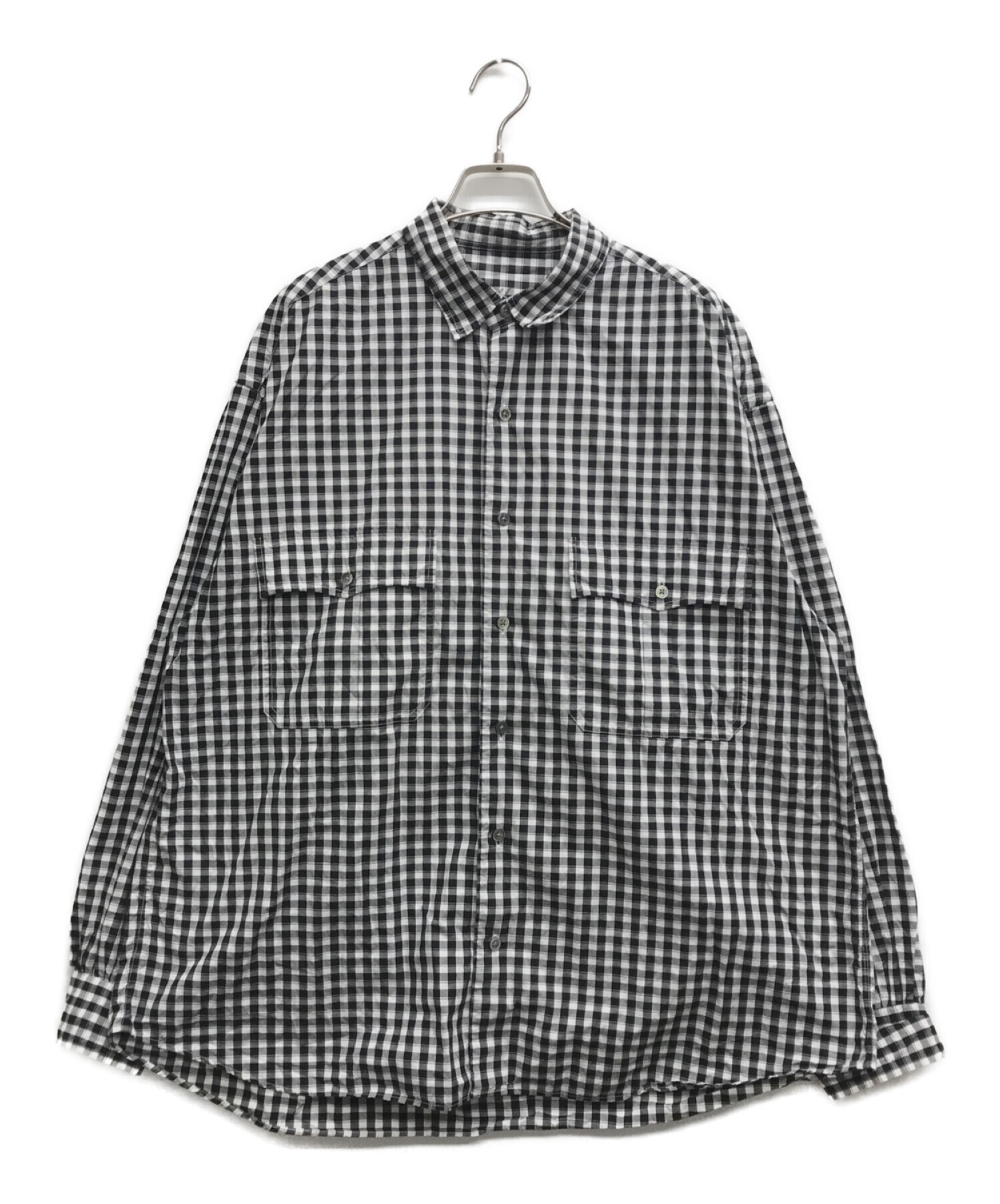 Porter Classic (ポータークラシック) ROLL UP SHIRT/ロールアップシャツ ホワイト×ブラック サイズ:L