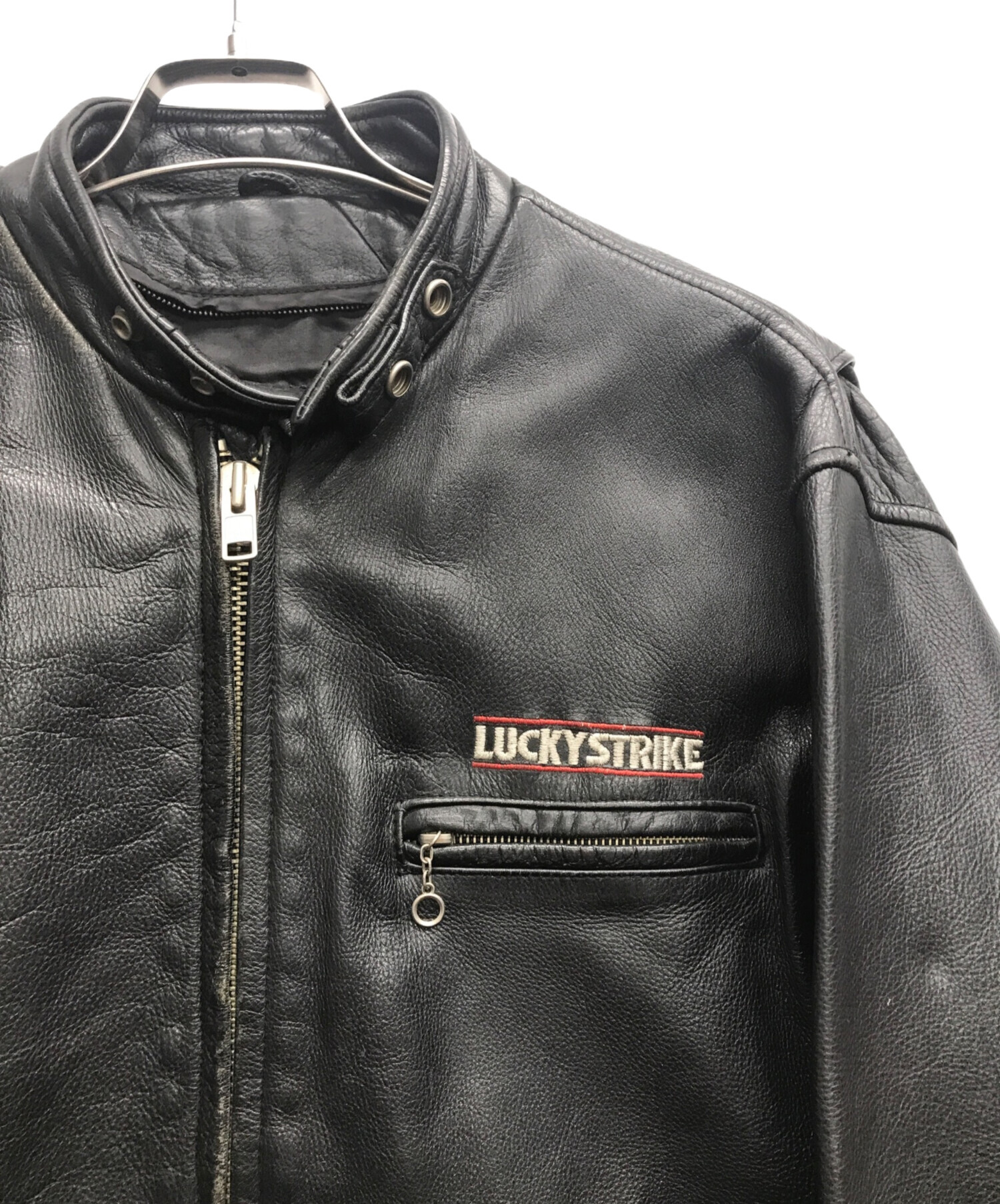 LUCKY STRIKE (ラッキーストライク) シングルライダースジャケット ブラック サイズ:L