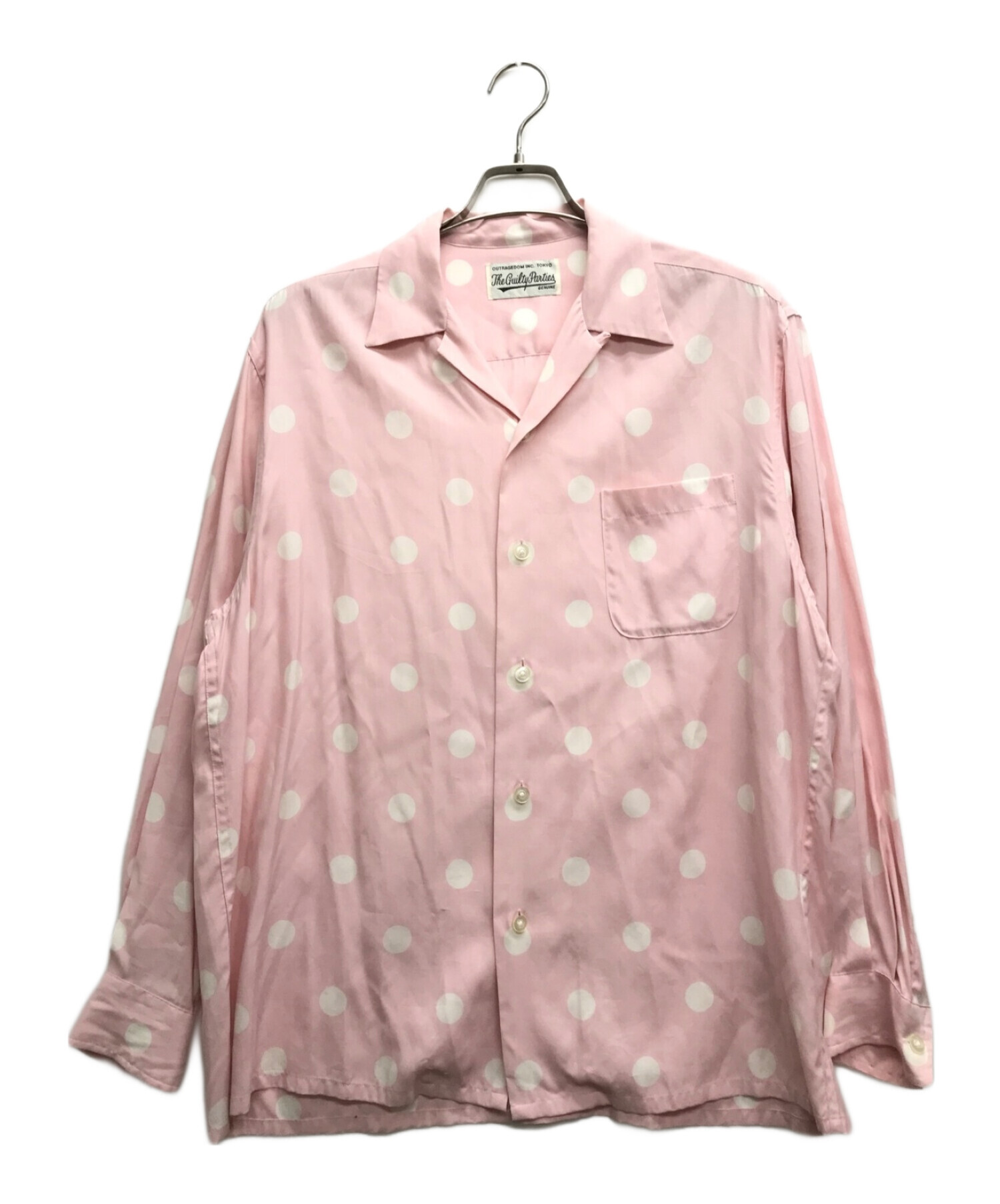 WACKO MARIA (ワコマリア) DOTS OPEN COLLAR SHIRT/ドッツ オープンカラーシャツ ピンク サイズ:M