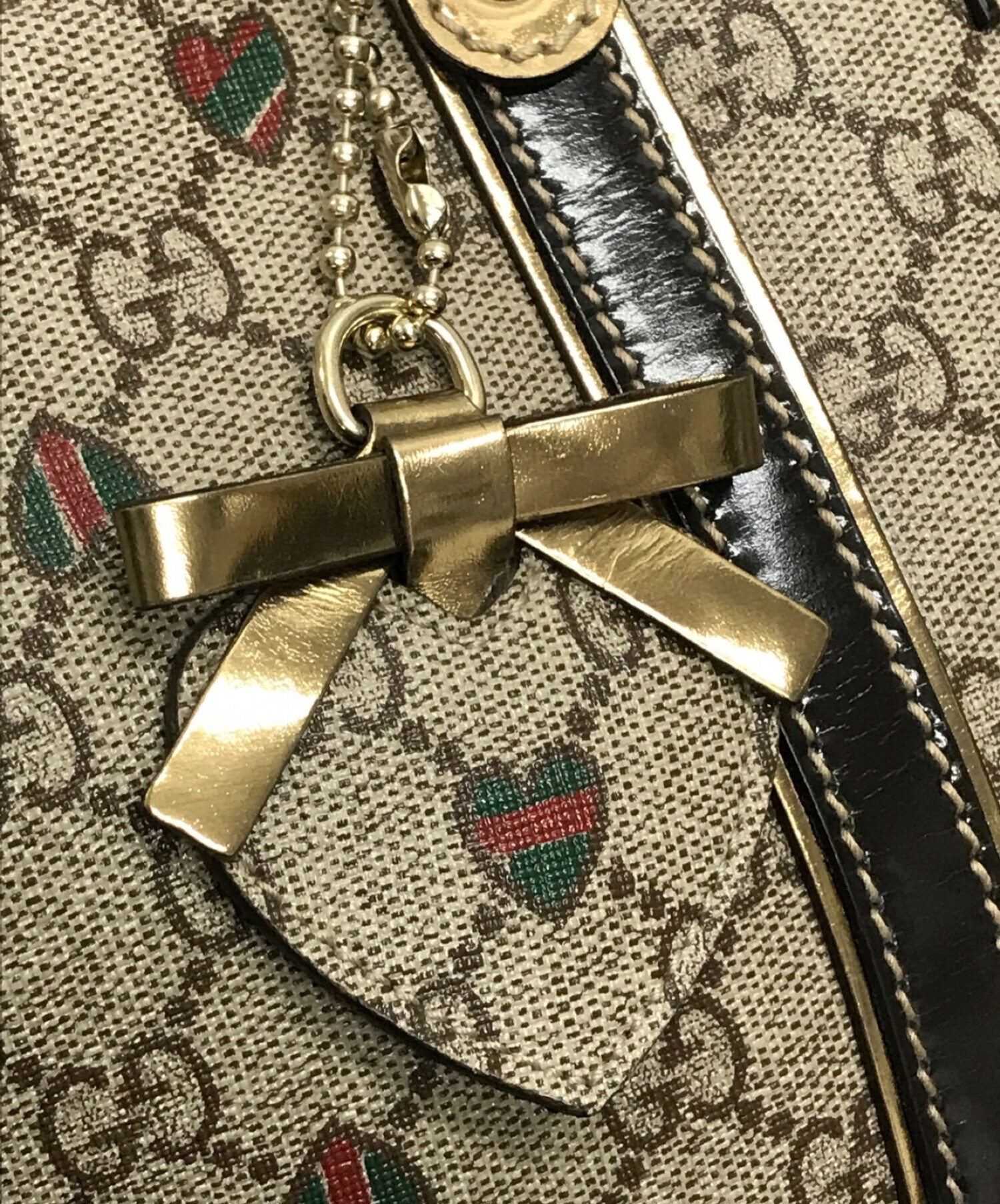 中古・古着通販】GUCCI (グッチ) ハートプリントボストンバッグ ベージュ×ブラック｜ブランド・古着通販 トレファク公式【TREFAC  FASHION】スマホサイト