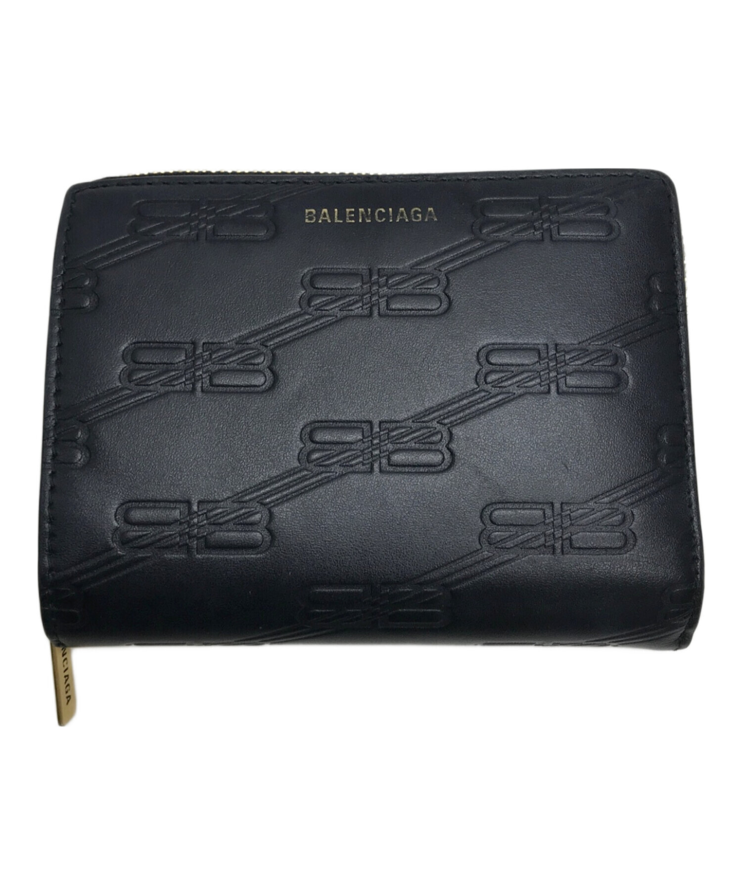 BALENCIAGA (バレンシアガ) EMBOSSED MONOGRAM 二つ折りコンパクトウォレット ブラック