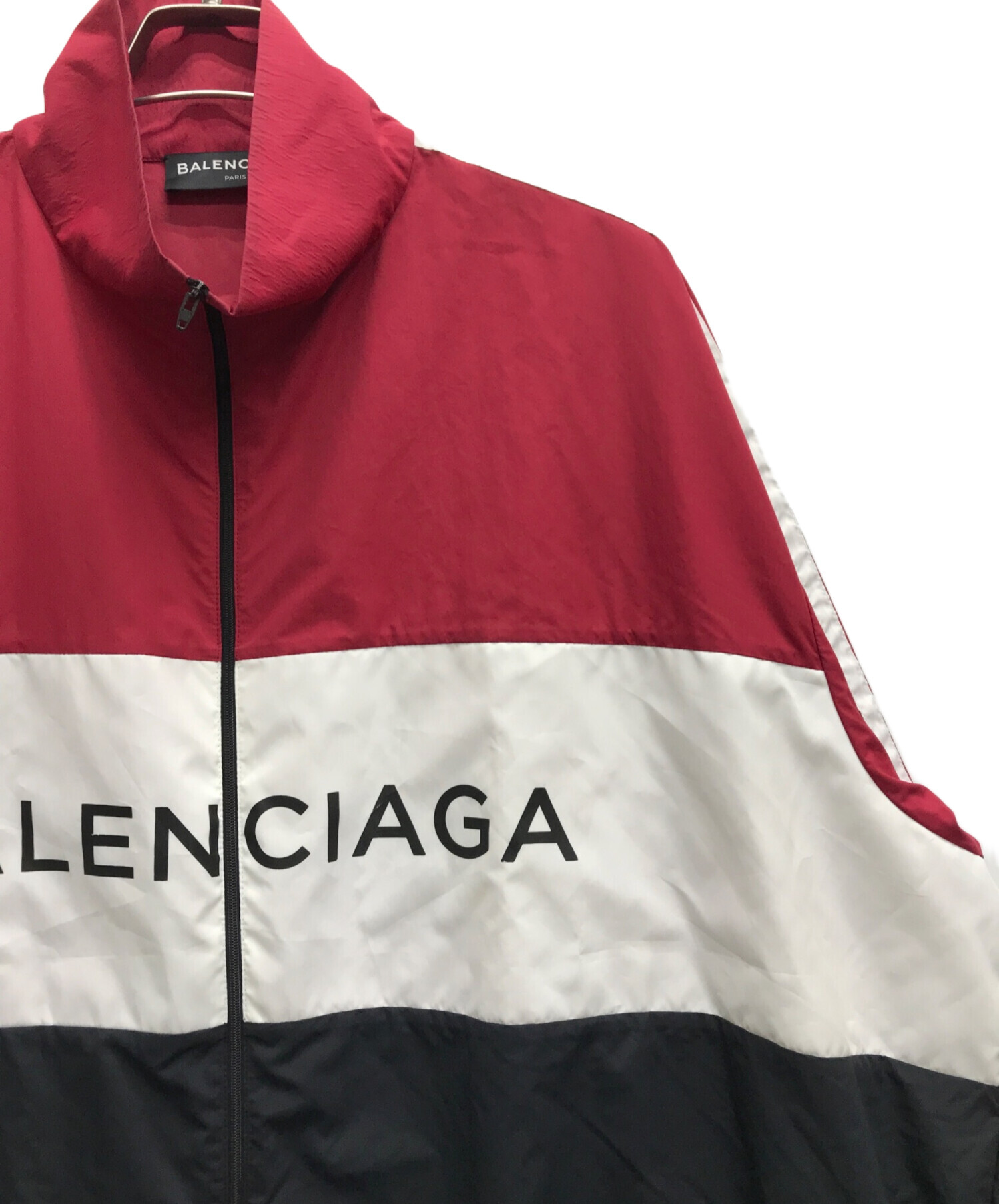 BALENCIAGA (バレンシアガ) ナイロントラックジャケット レッド×ホワイト×ブラック サイズ:38