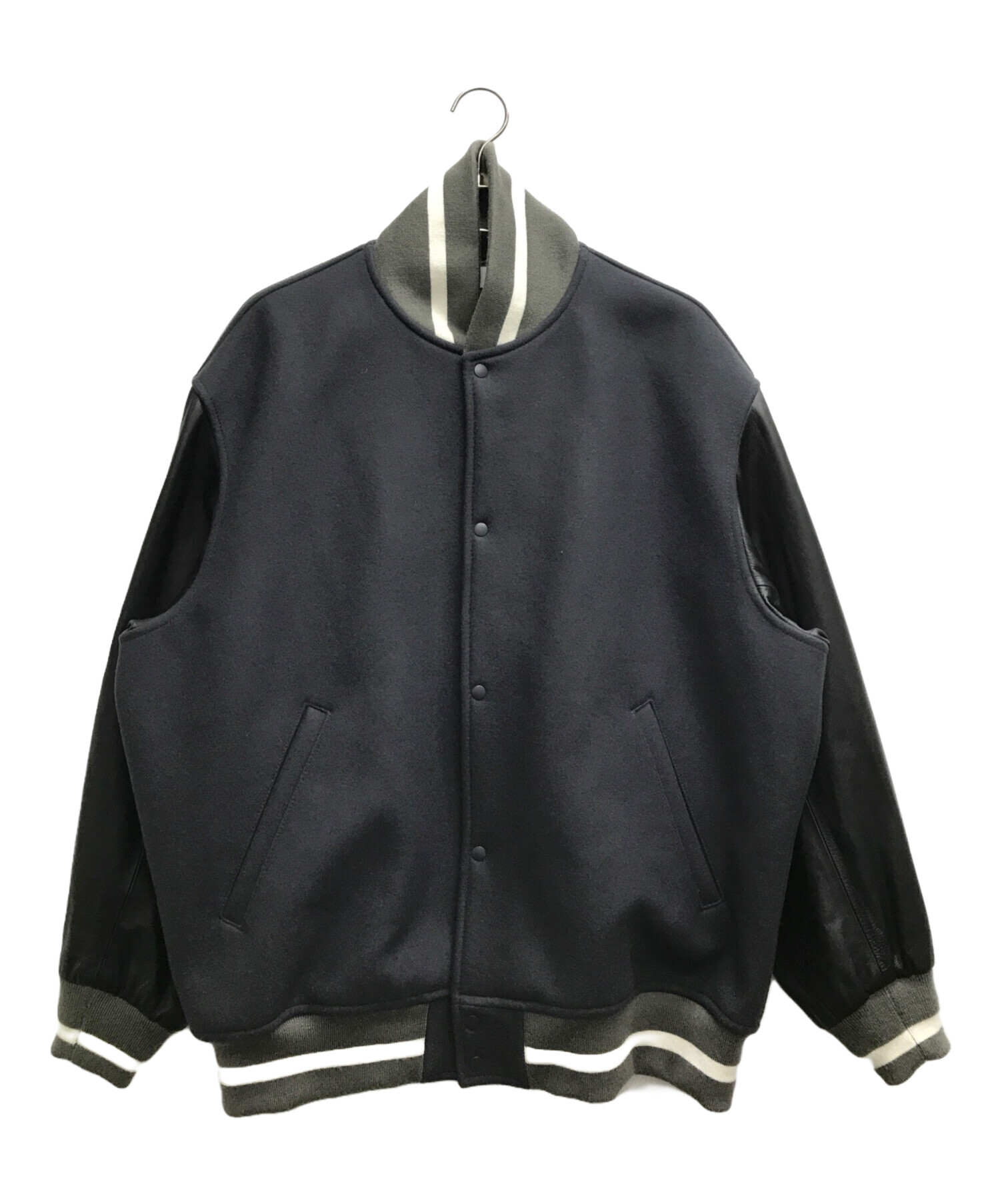 中古・古着通販】Graphpaper (グラフペーパー) Scale Off Melton Stadium Jacket グレー×ブラック サイズ:2｜ブランド・古着通販  トレファク公式【TREFAC FASHION】スマホサイト