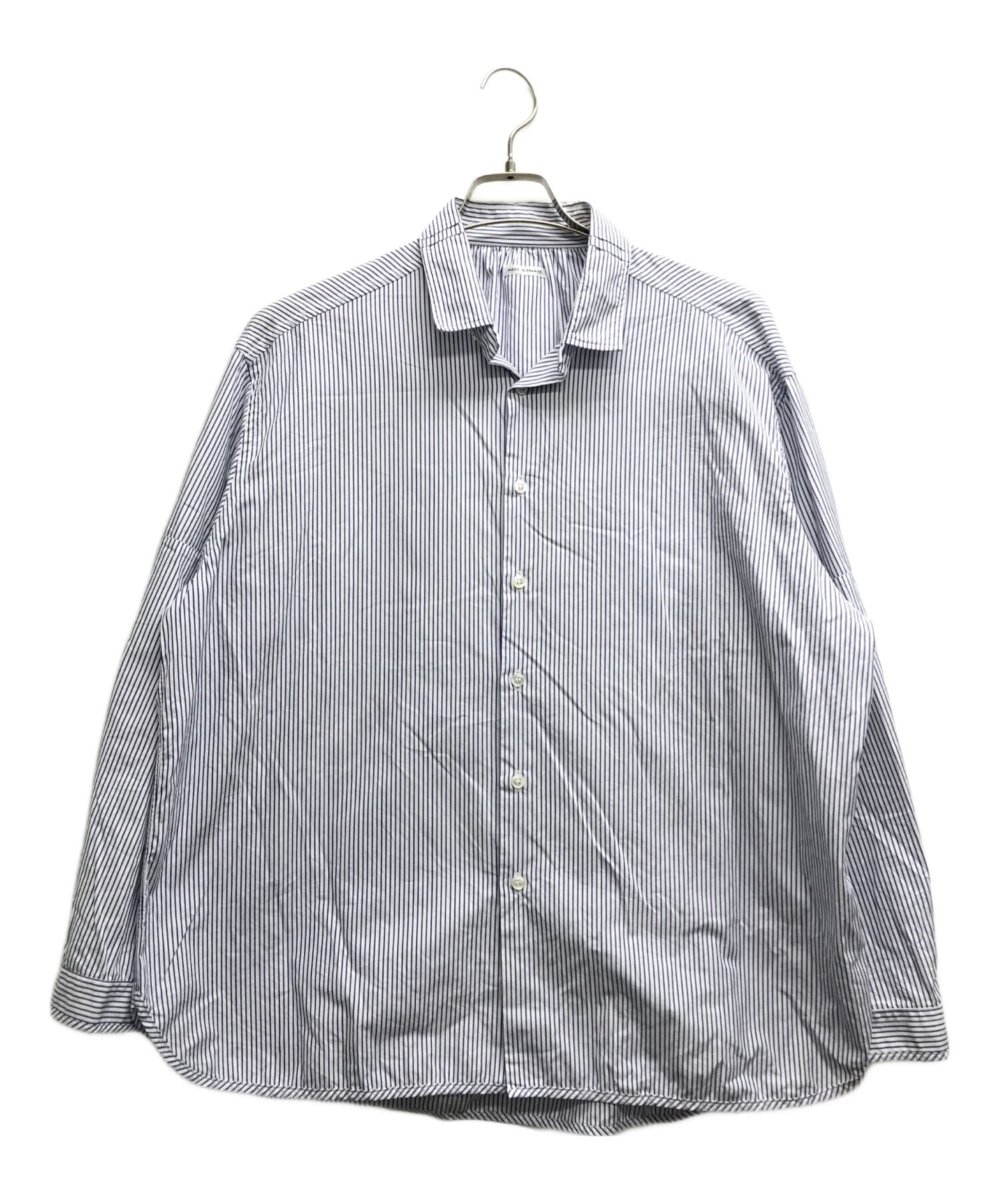 MANAVE (マナベ) Tuck Collar Stripe Shirts/タック カラー ストライプ シャツ ホワイト×スカイブルー サイズ:S