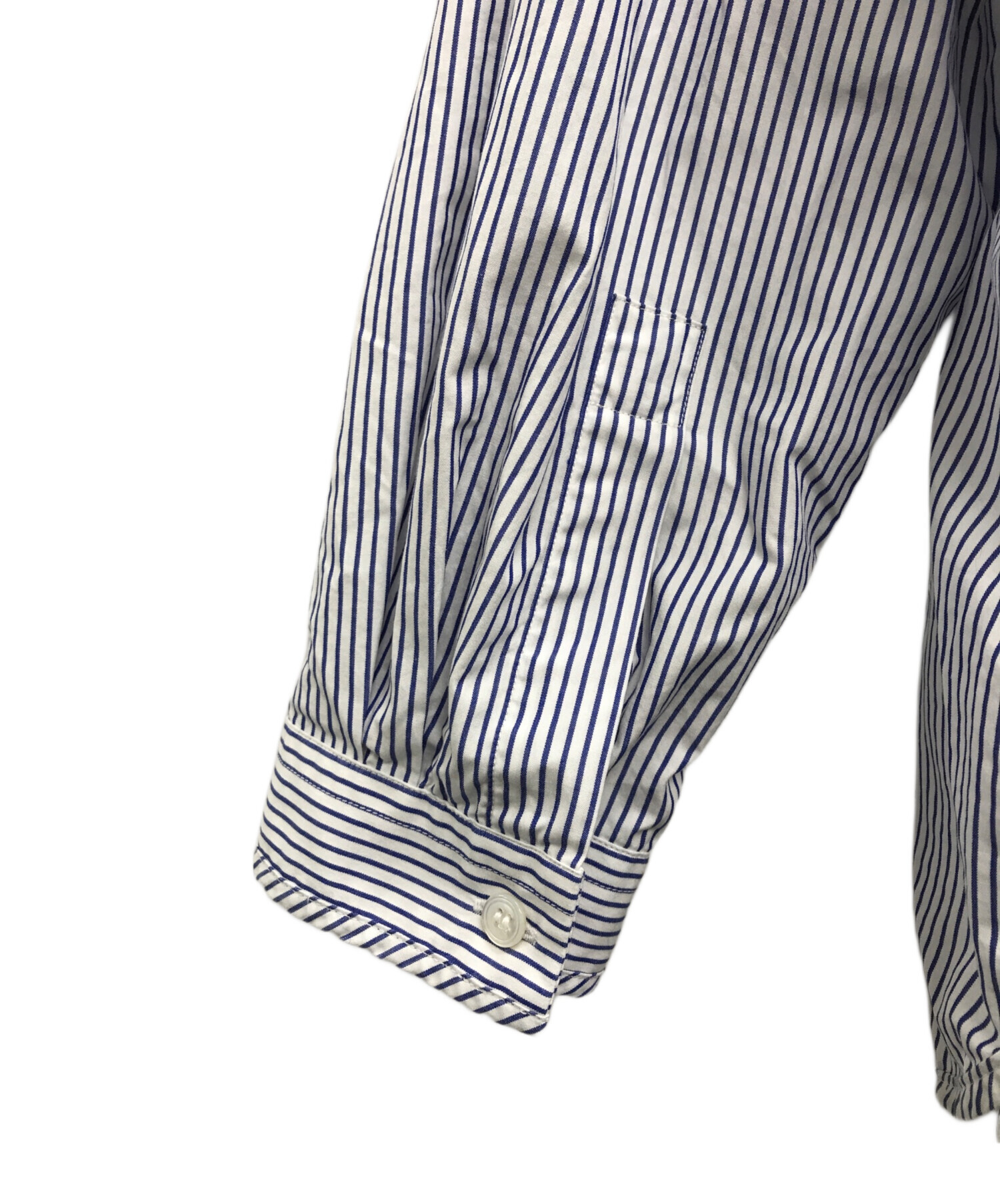 MANAVE (マナベ) Tuck Collar Stripe Shirts/タック カラー ストライプ シャツ ホワイト×スカイブルー サイズ:S