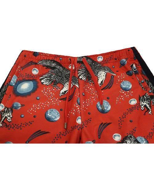 GUCCI (グッチ) スウェットパンツ レッド×ネイビー サイズ:M 未使用品 Galaxy Animal Print Pants