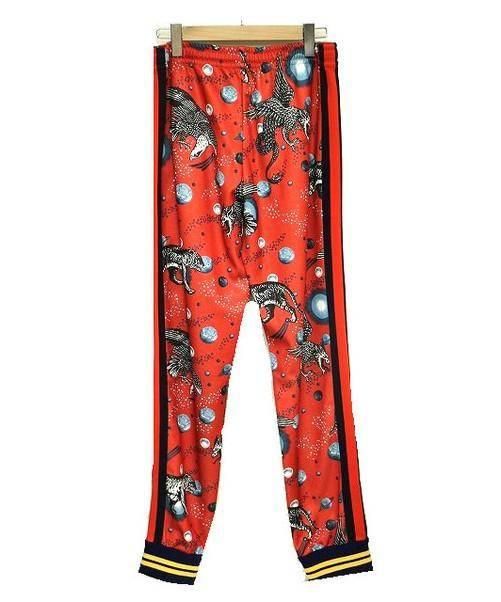 GUCCI (グッチ) スウェットパンツ レッド×ネイビー サイズ:M 未使用品 Galaxy Animal Print Pants