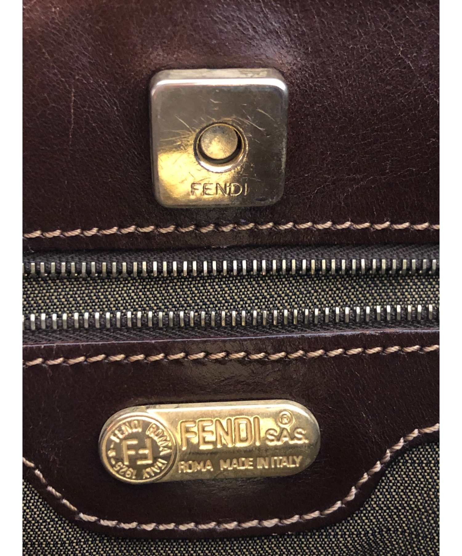 FENDI (フェンディ) [OLD]ズッカ柄ワンショルダーバッグ ブラウン