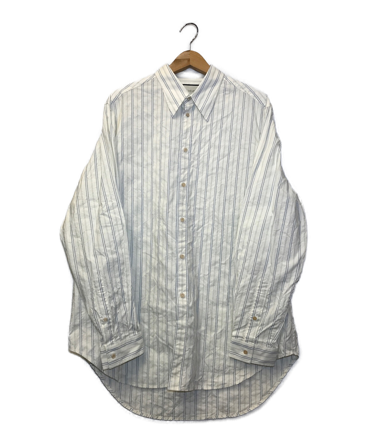 GUCCI (グッチ) オーバーサイズストライプコットンシャツ イエロー サイズ:48