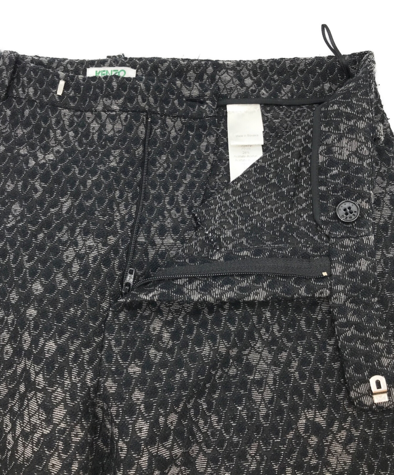 中古・古着通販】KENZO (ケンゾー) 総柄ウールテーパードパンツ グレー