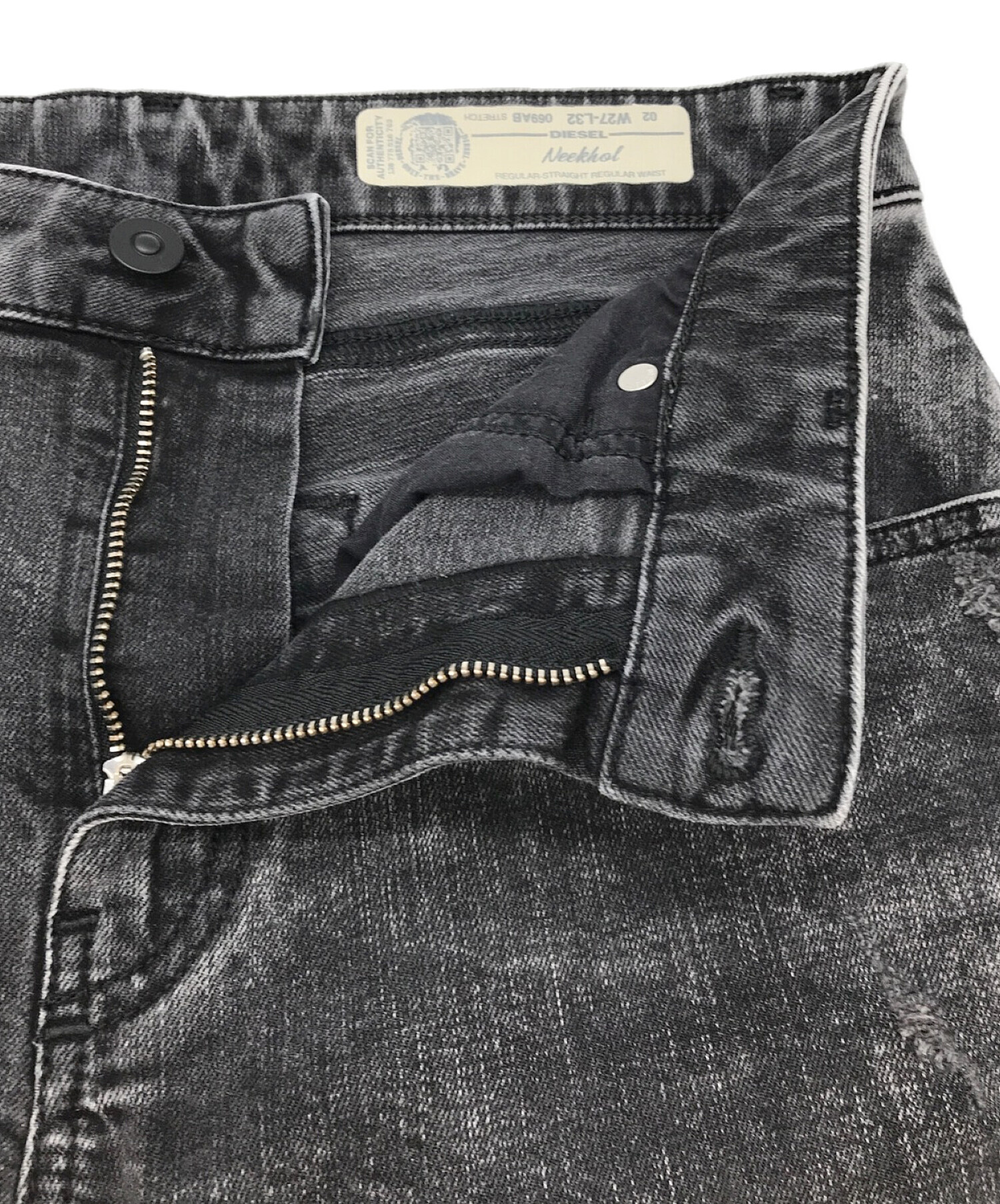 DIESEL (ディーゼル) ダメージ加工デニムパンツ グレー サイズ:W27-L32