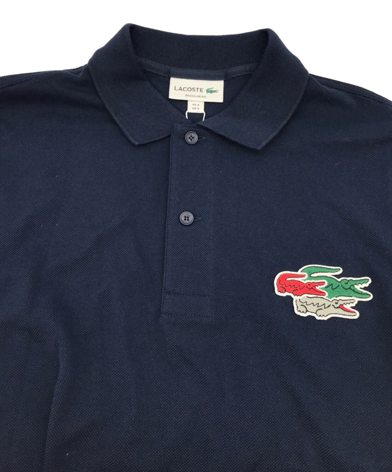 LACOSTE (ラコステ) マルチクロックエンブレム オーガニックコットン長袖ポロシャツ ネイビー サイズ:003