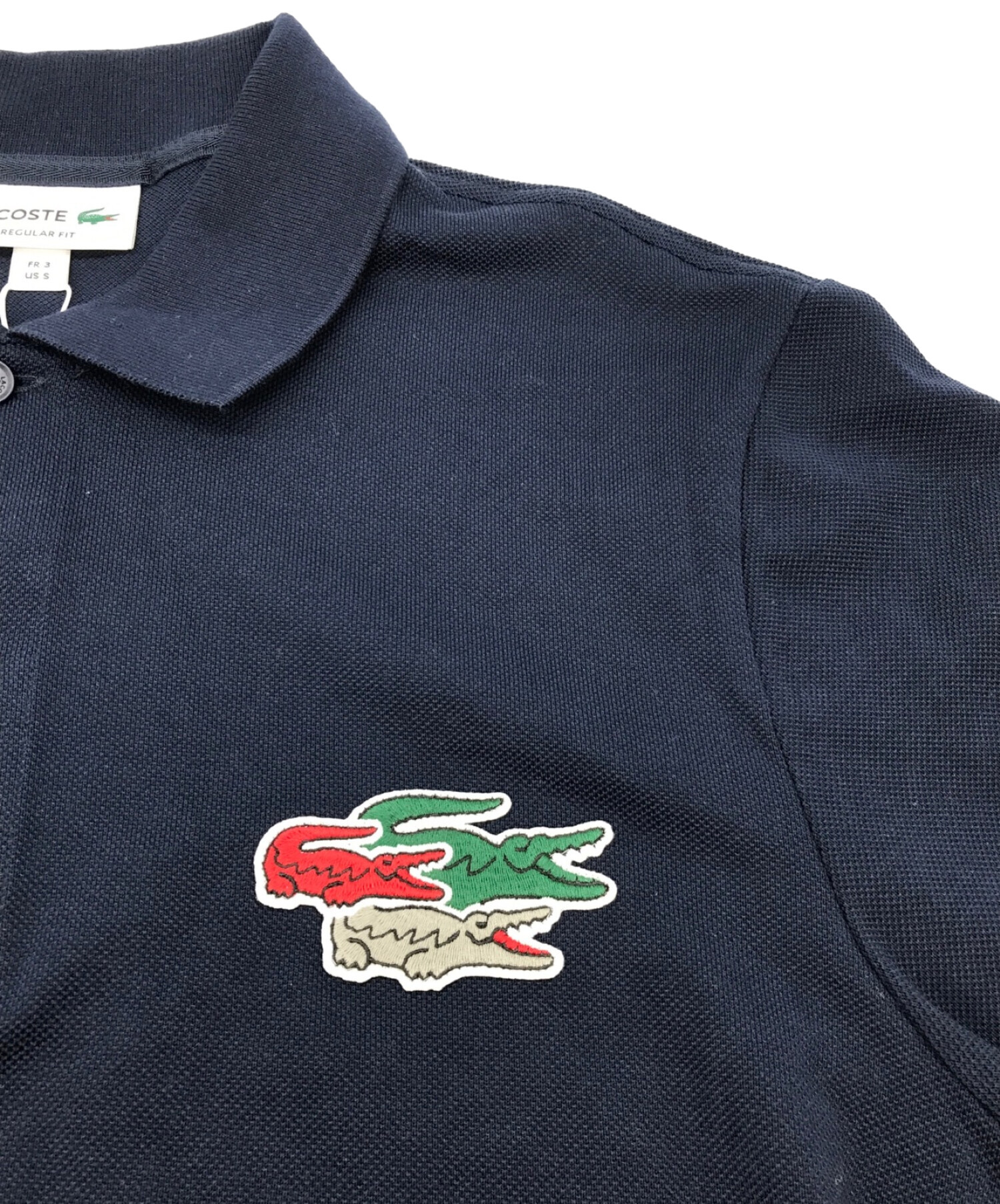 LACOSTE (ラコステ) マルチクロックエンブレム オーガニックコットン長袖ポロシャツ ネイビー サイズ:003