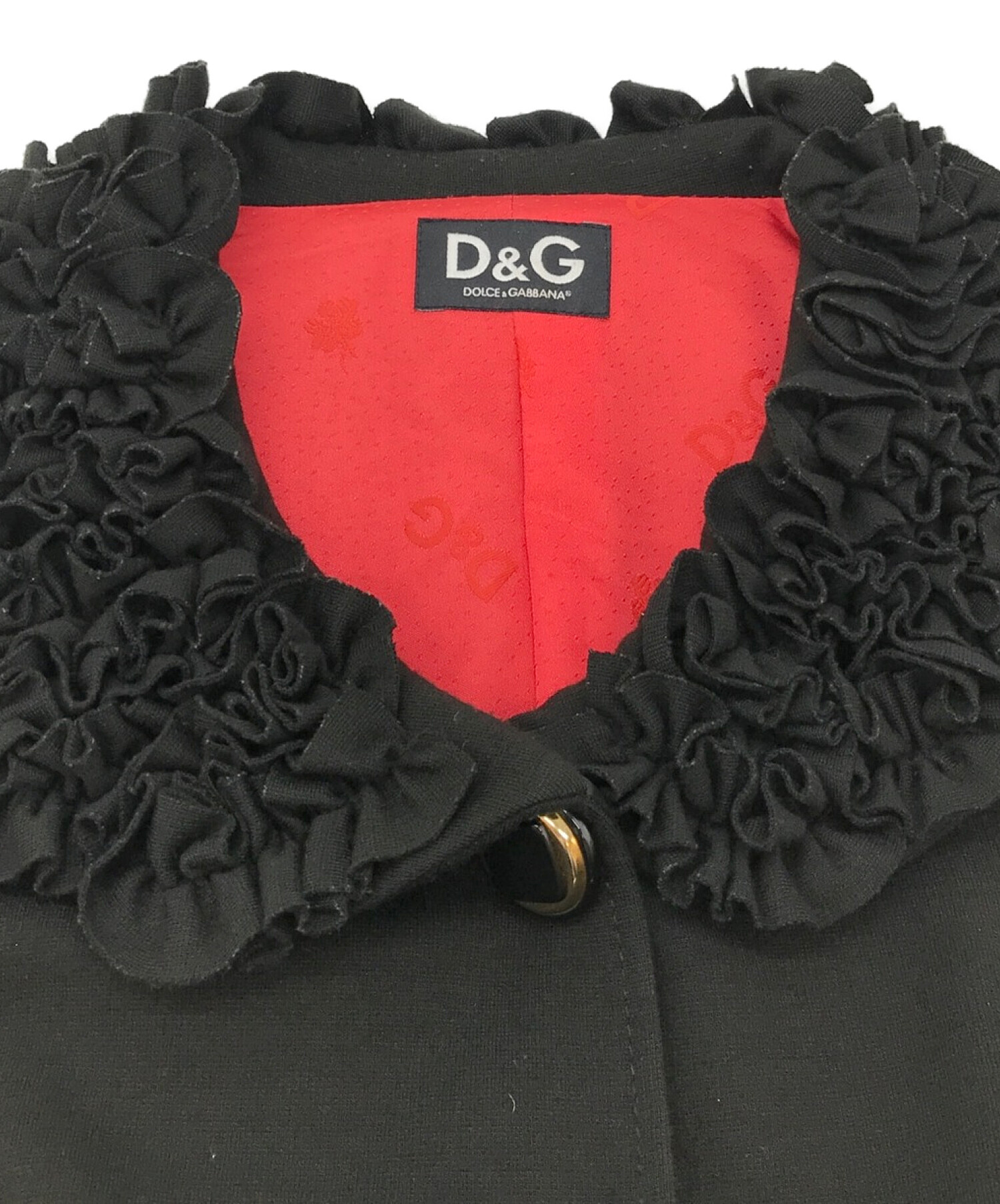 D&G DOLCE&GABBANA (ディーアンドジー ドルチェ＆ガッバーナ) フリルデザインウールジャケット ブラック サイズ:40