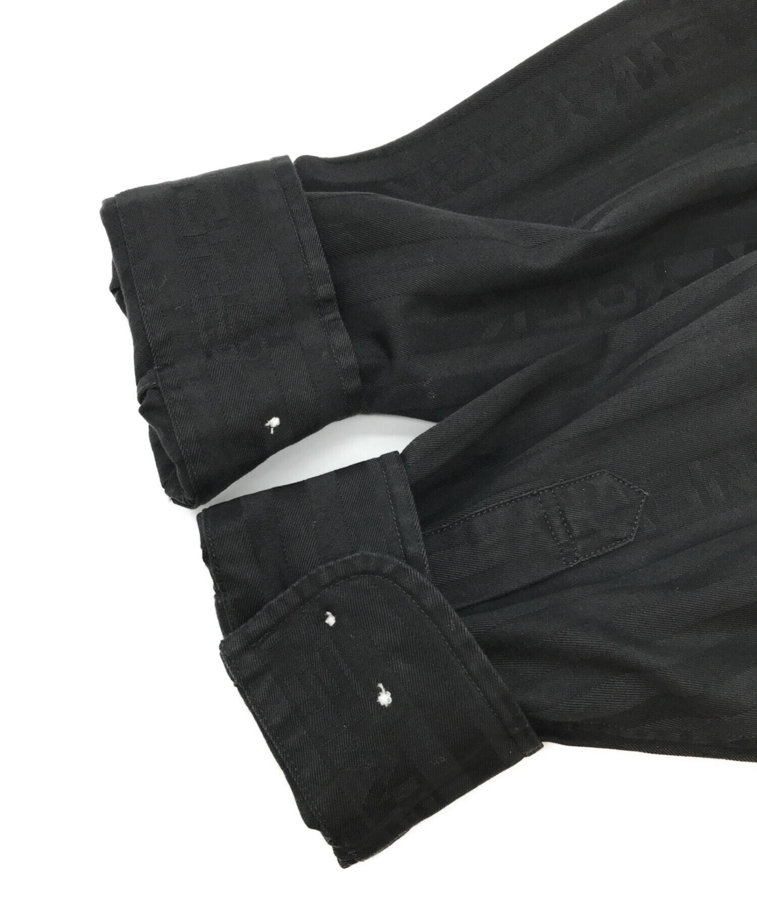 SUPREME (シュプリーム) ジャカードストライプツイルシャツ ブラック サイズ:M