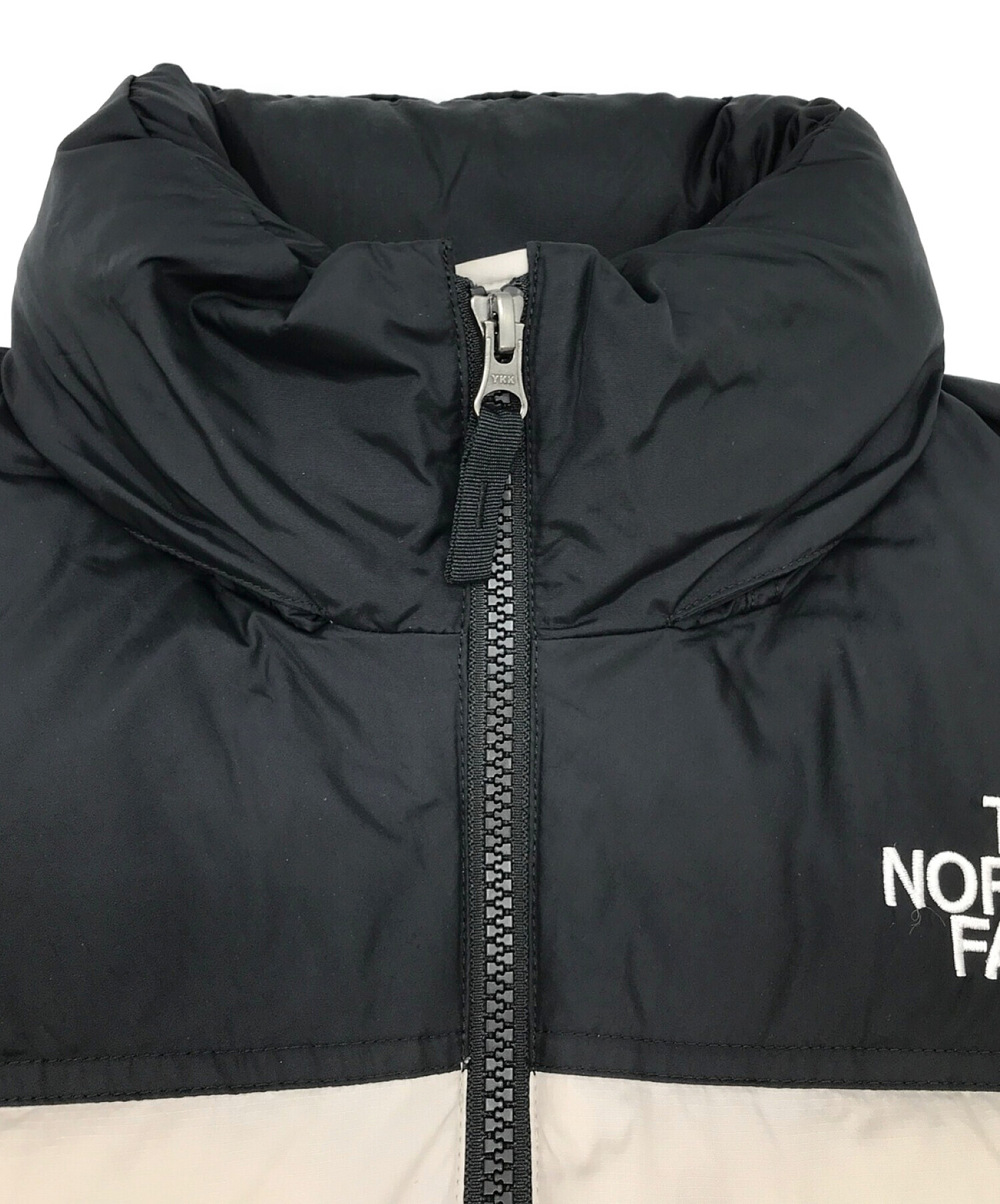 THE NORTH FACE (ザ ノース フェイス) ショートヌプシダウンジャケット ベージュ×ブラック サイズ:S