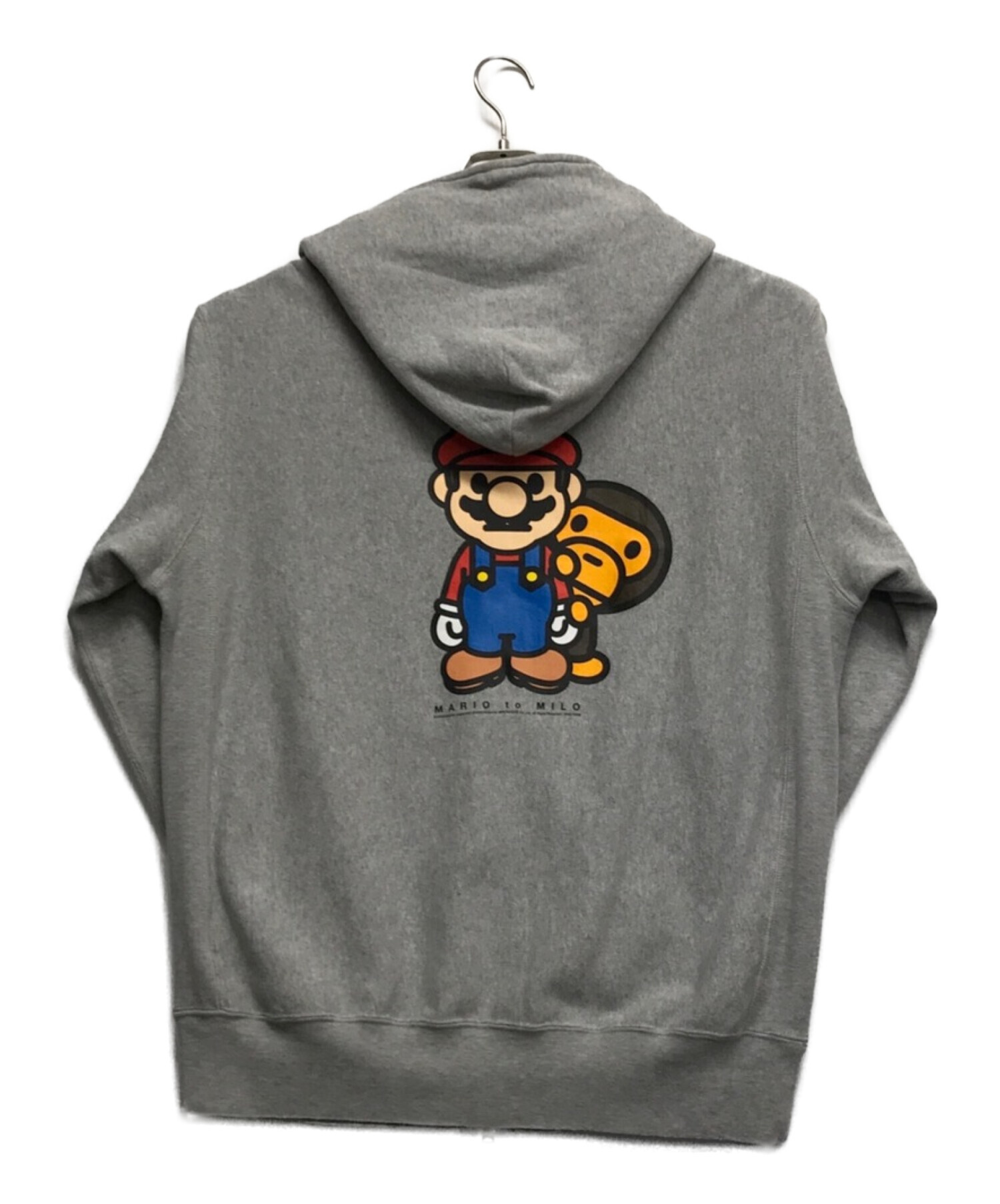 A BATHING APE×Nintendo (ア ベイシング エイプ×ニンテンドー) マリオコラボフルジップパーカー グレー サイズ:L